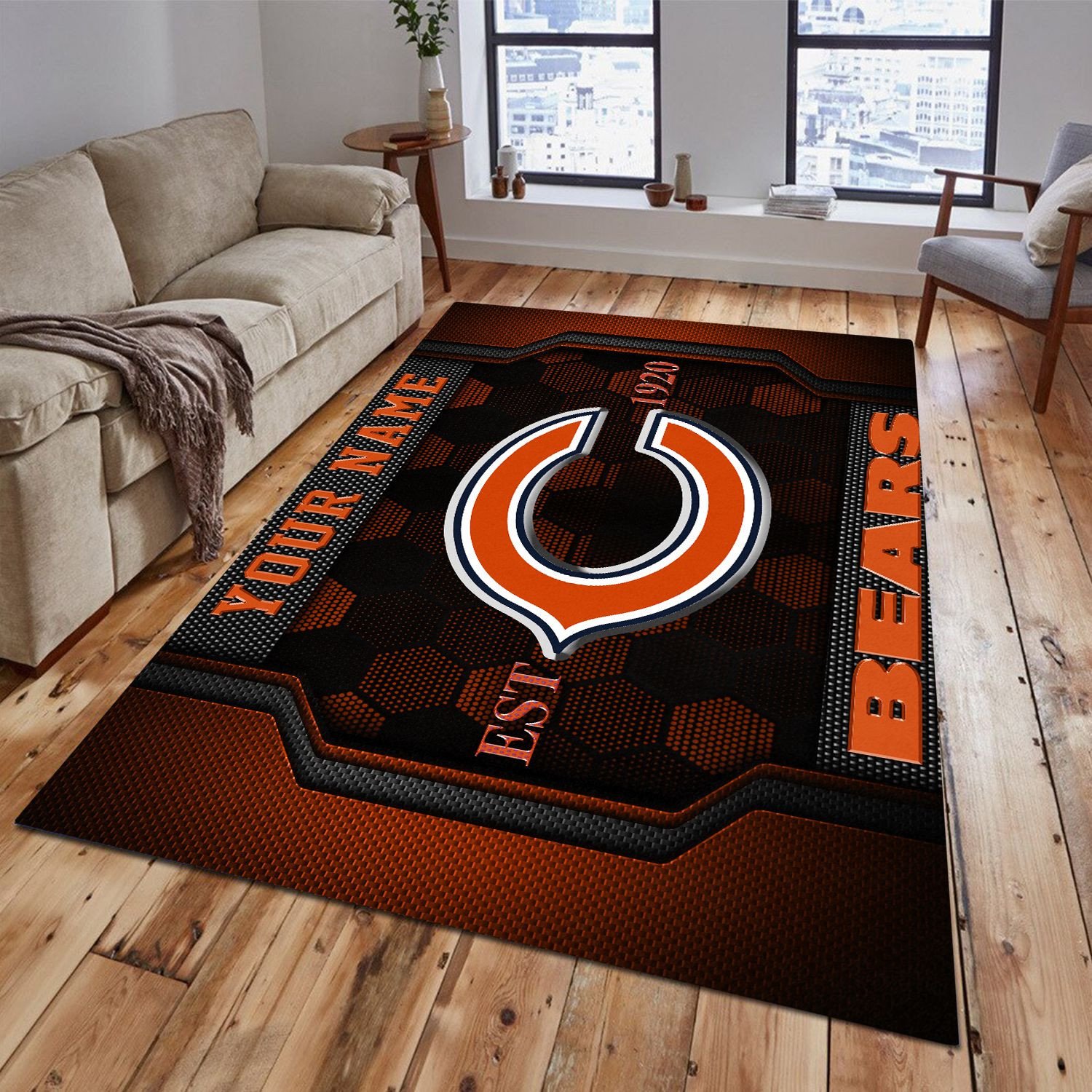 Chicago Bears Rectangle Rug Custom Your Family Name  2024 Versions, Football Team Rug, Football Fan Gifts, Home Decorations EHIVM-62268