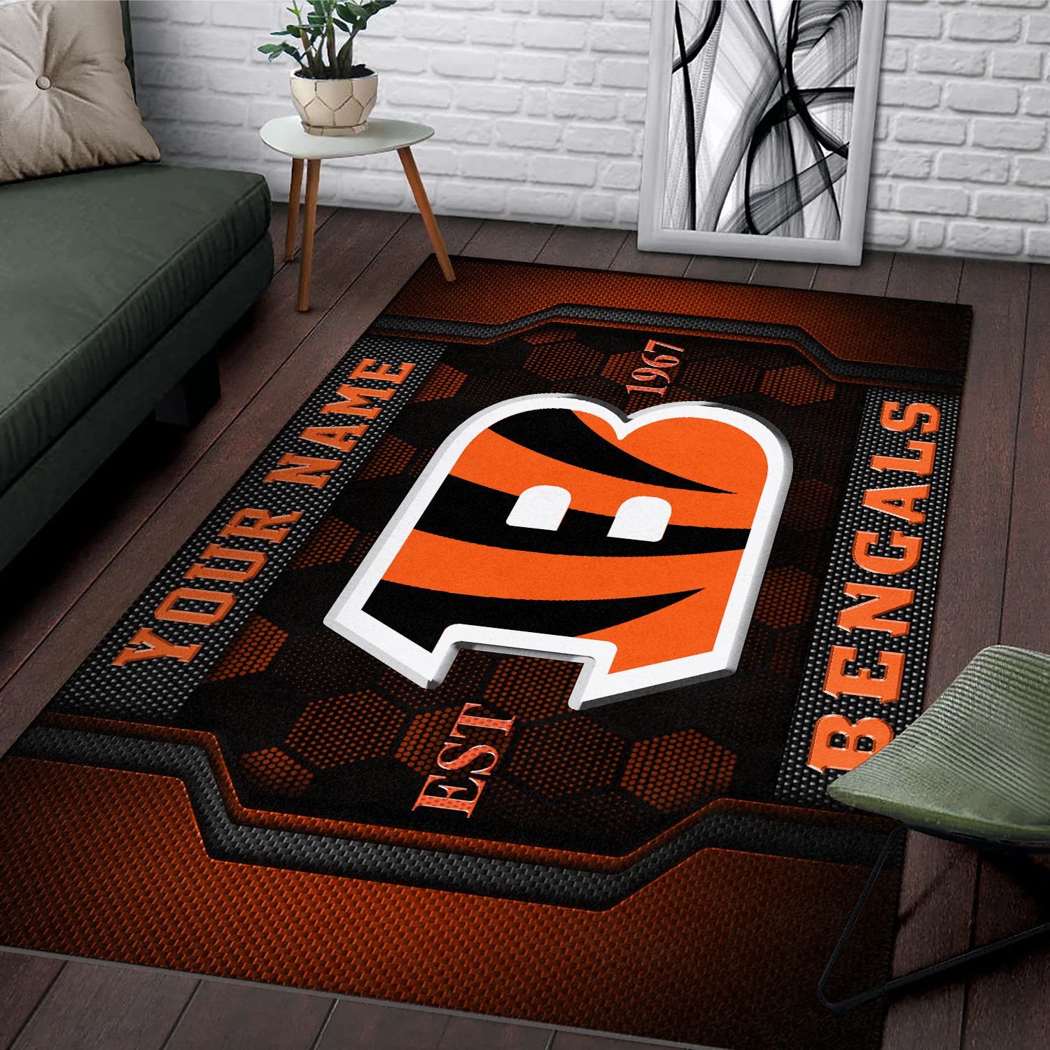 Alternative view of Cincinnati Bengals Rectangle Rug Custom Your Family Name  2024 Versions, Football Team Rug, Football Fan Gifts, Home Decorations EHIVM-62268