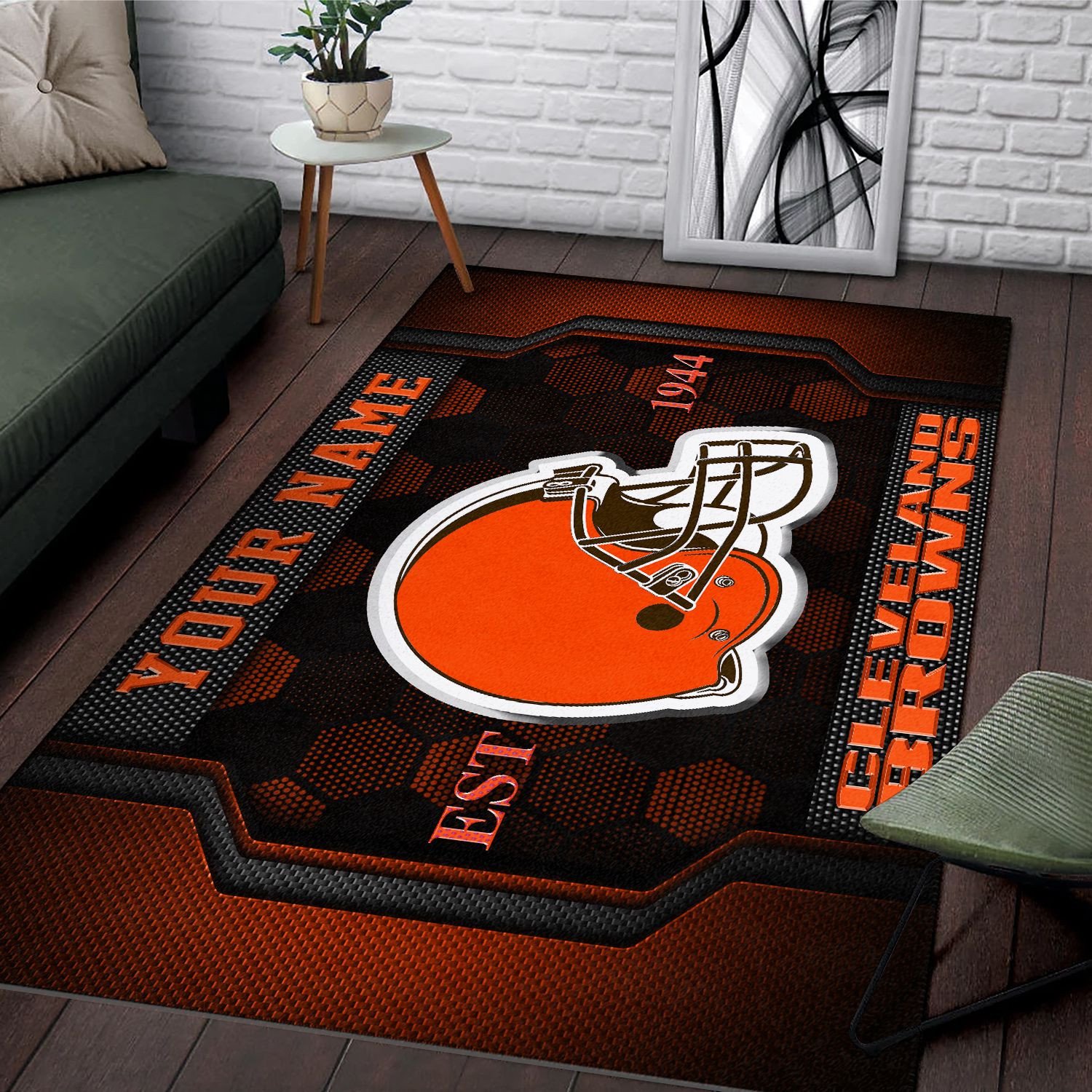 Alternative view of Cleveland Browns Rectangle Rug Custom Your Family Name  2024 Versions, Football Team Rug, Football Fan Gifts, Home Decorations EHIVM-62268