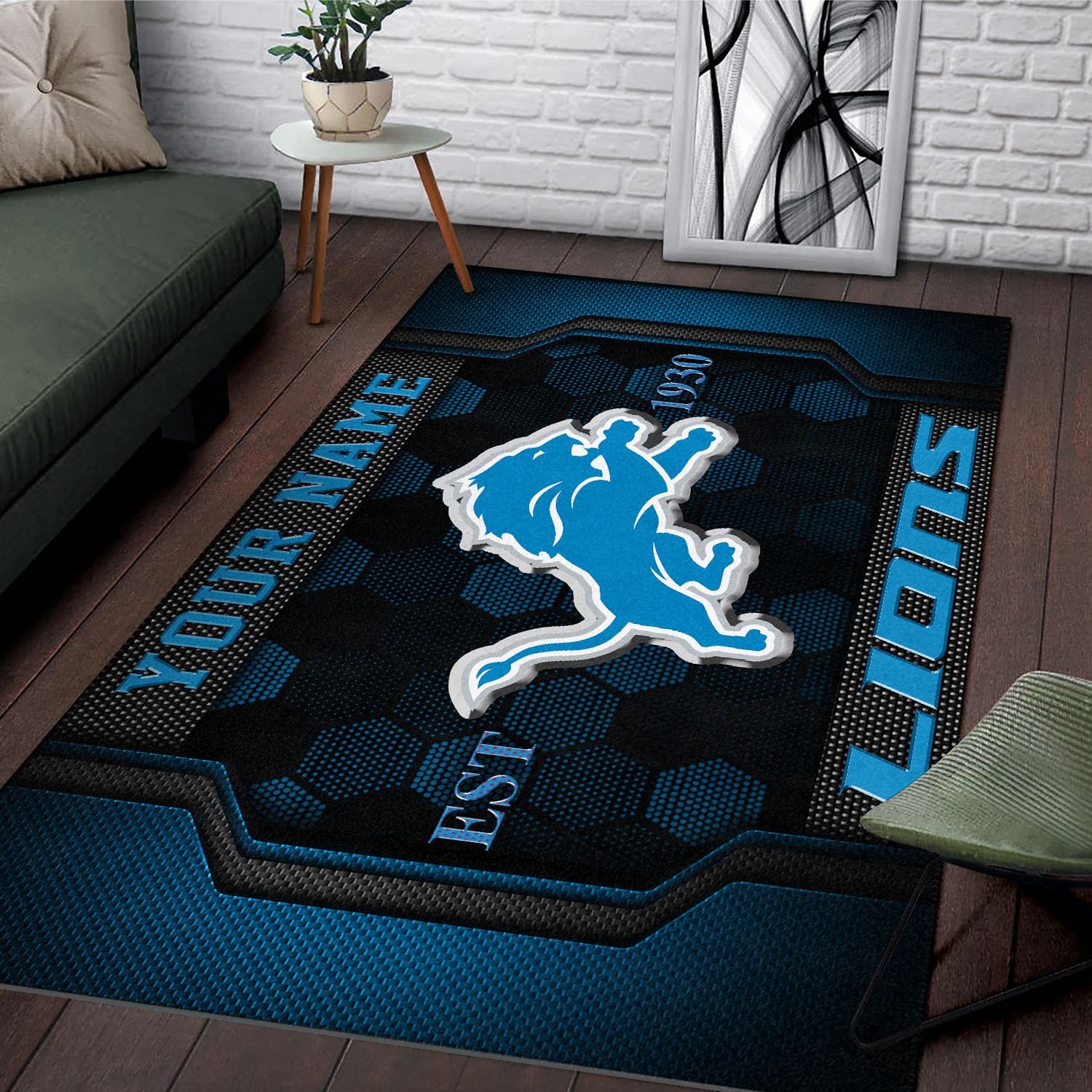 Alternative view of Detroit Lions Rectangle Rug Custom Your Family Name  2024 Versions, Football Team Rug, Football Fan Gifts, Home Decorations EHIVM-62268