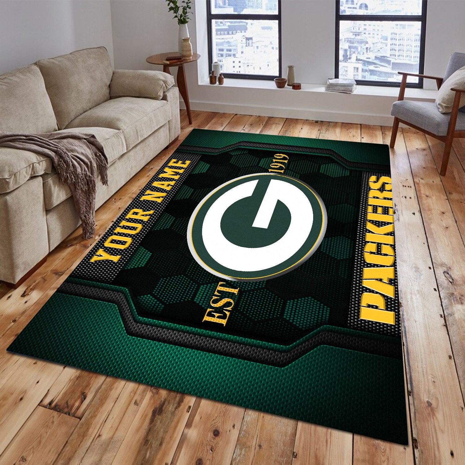 Green Bay Packers Rectangle Rug Custom Your Family Name  2024 Versions, Football Team Rug, Football Fan Gifts, Home Decorations EHIVM-62268