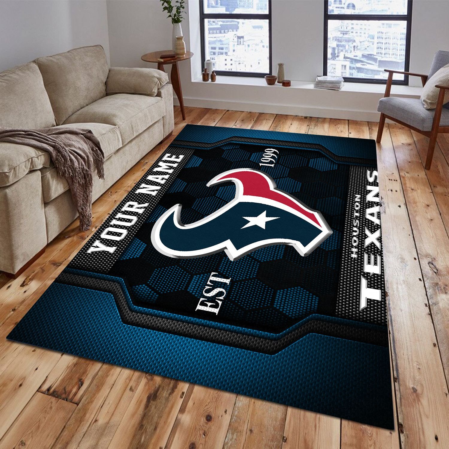 Houston Texans Rectangle Rug Custom Your Family Name  2024 Versions, Football Team Rug, Football Fan Gifts, Home Decorations EHIVM-62268