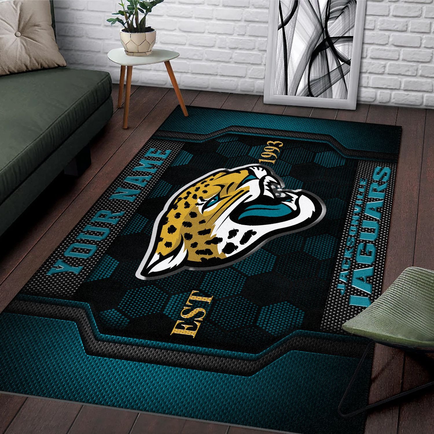 Alternative view of Jacksonville Jaguars Rectangle Rug Custom Your Family Name  2024 Versions, Football Team Rug, Football Fan Gifts, Home Decorations EHIVM-62268