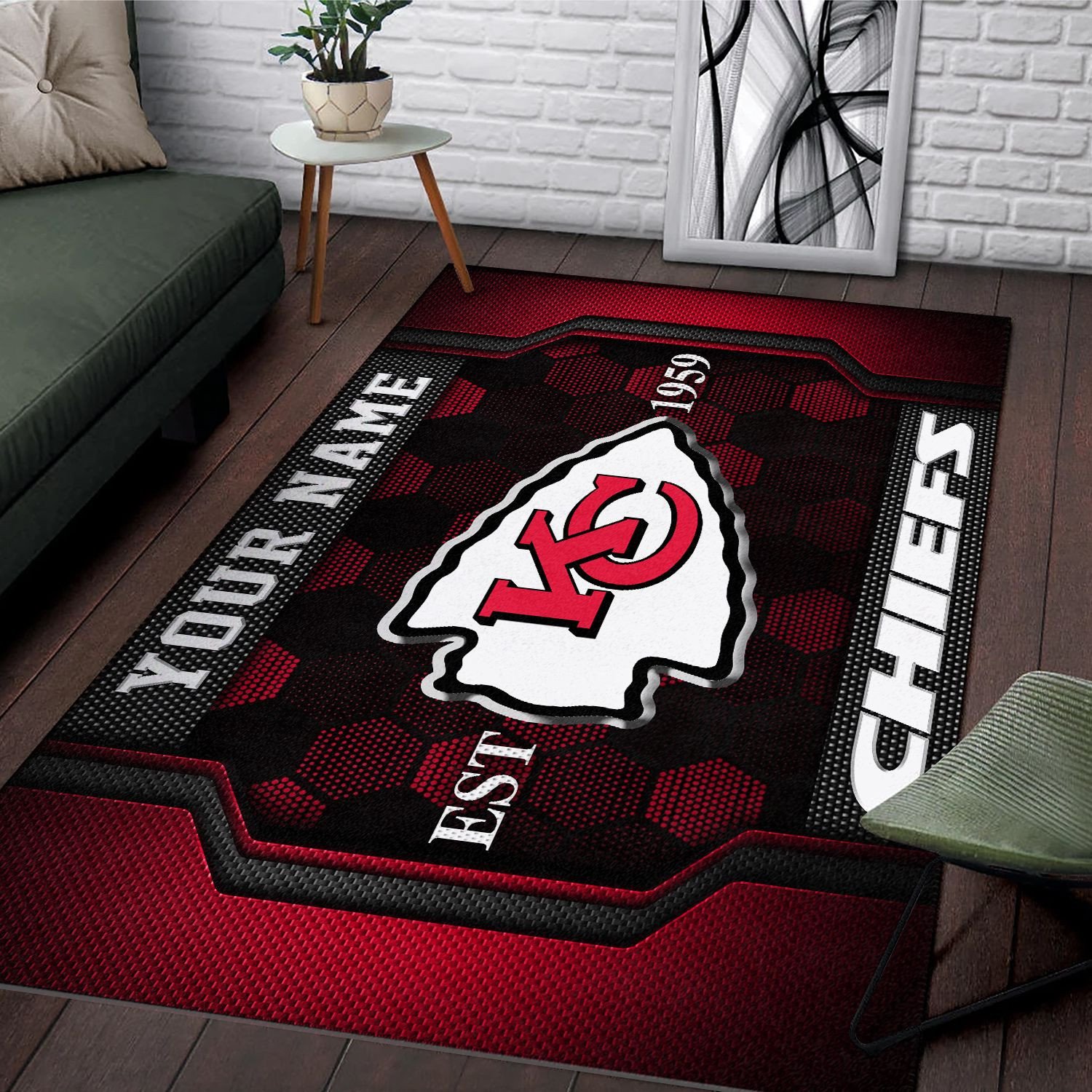 Alternative view of Kansas City Chiefs Rectangle Rug Custom Your Family Name  2024 Versions, Football Team Rug, Football Fan Gifts, Home Decorations EHIVM-62268