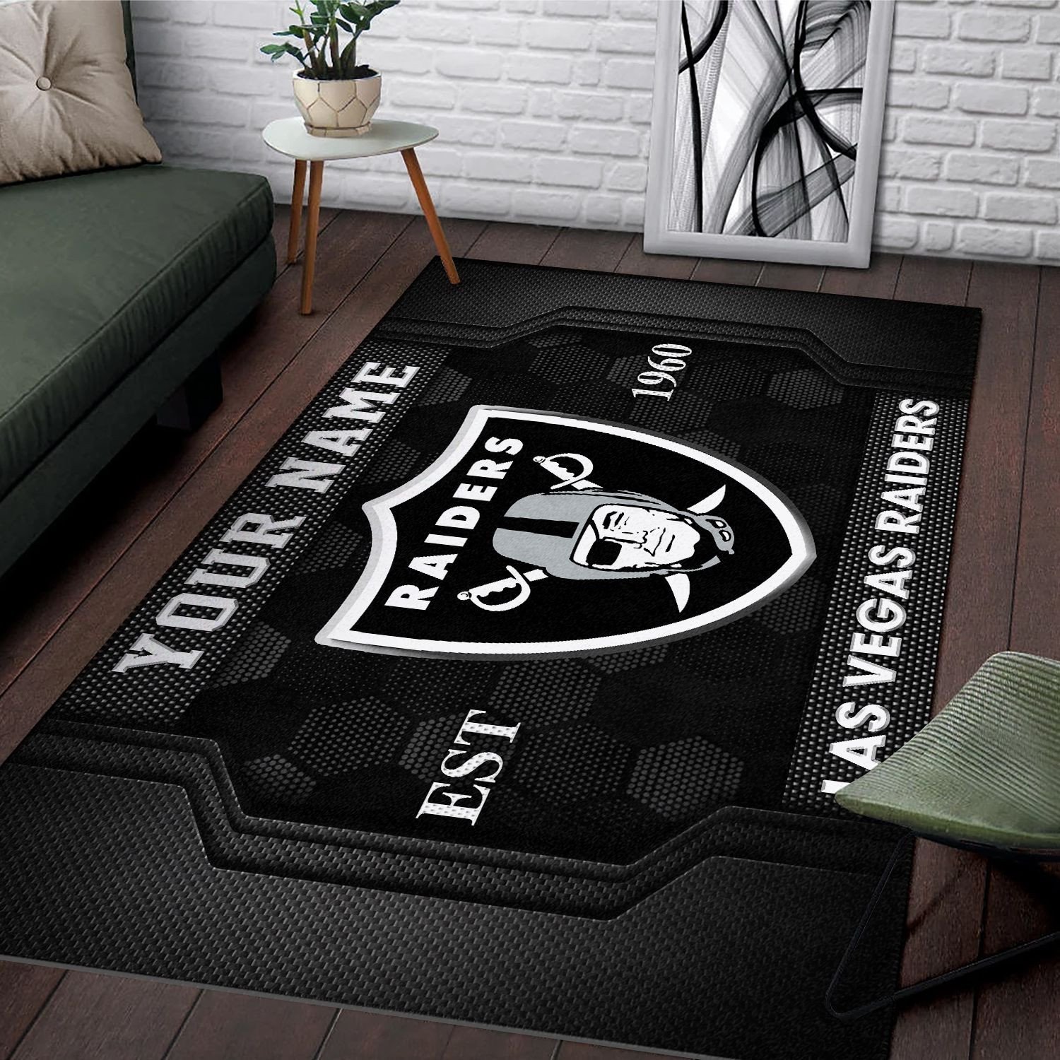 Alternative view of Las Vegas Raiders Rectangle Rug Custom Your Family Name  2024 Versions, Football Team Rug, Football Fan Gifts, Home Decorations EHIVM-62268