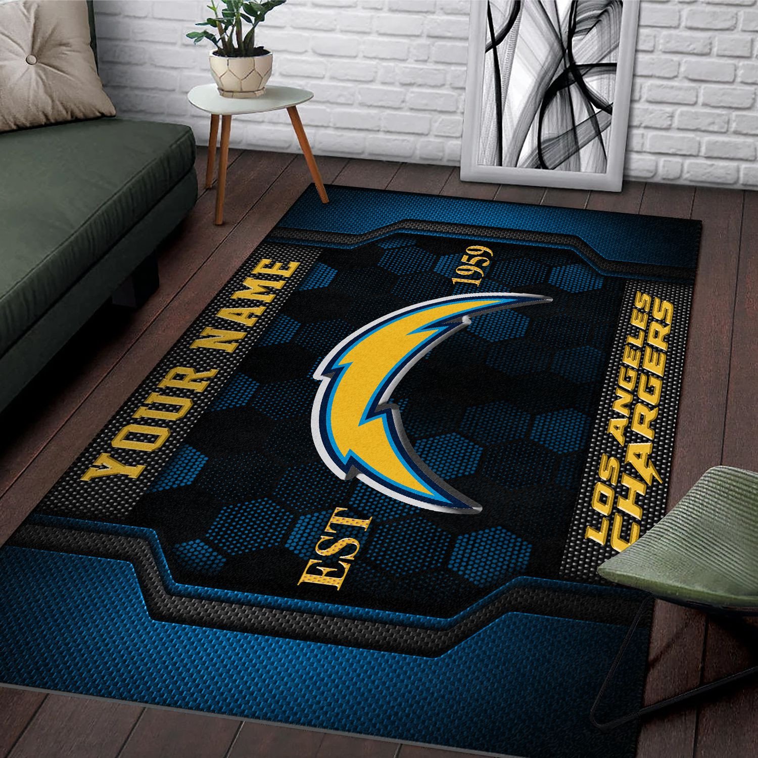Alternative view of Los Angeles Chargers Rectangle Rug Custom Your Family Name  2024 Versions, Football Team Rug, Football Fan Gifts, Home Decorations EHIVM-62268