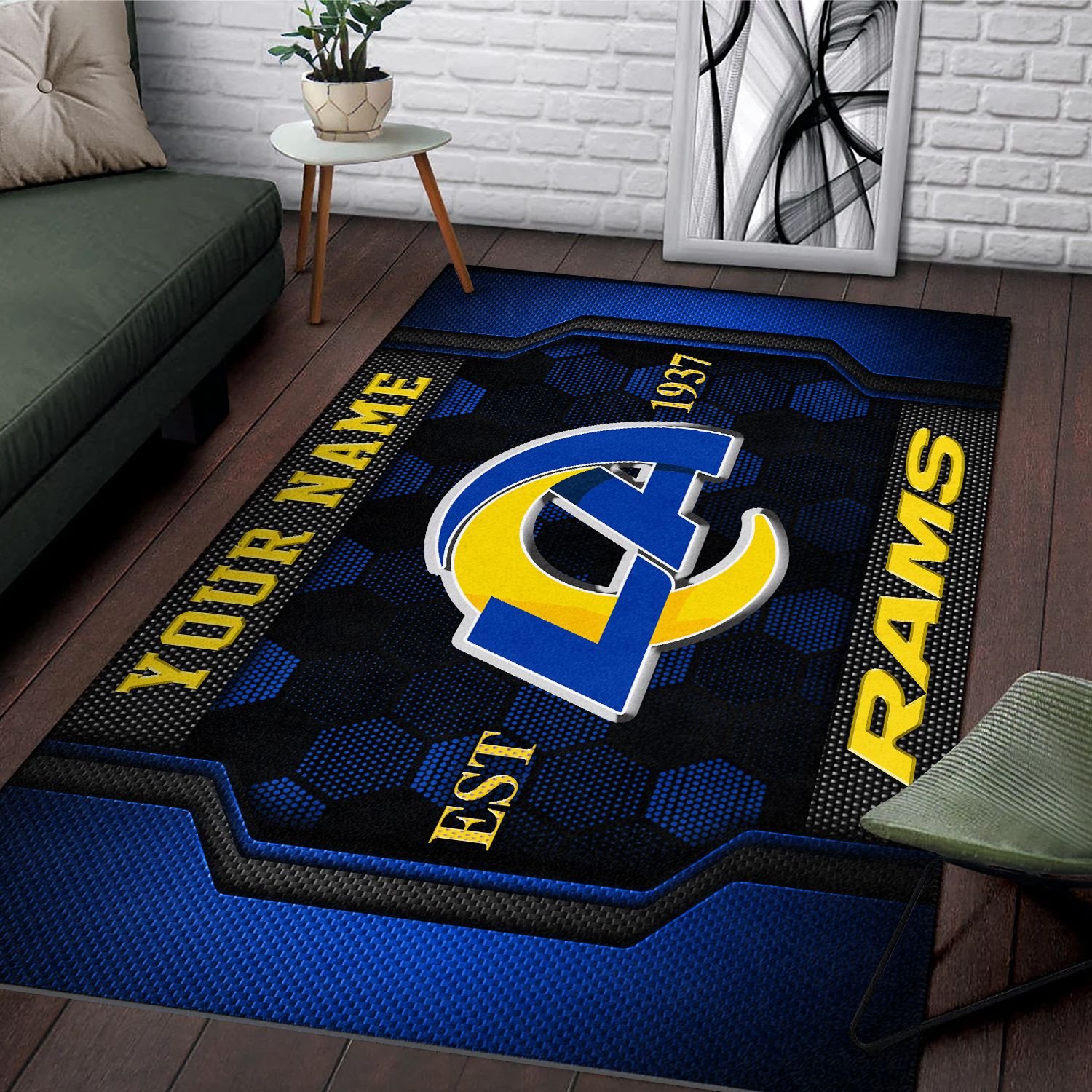 Alternative view of Los Angeles Rams Rectangle Rug Custom Your Family Name  2024 Versions, Football Team Rug, Football Fan Gifts, Home Decorations EHIVM-62268