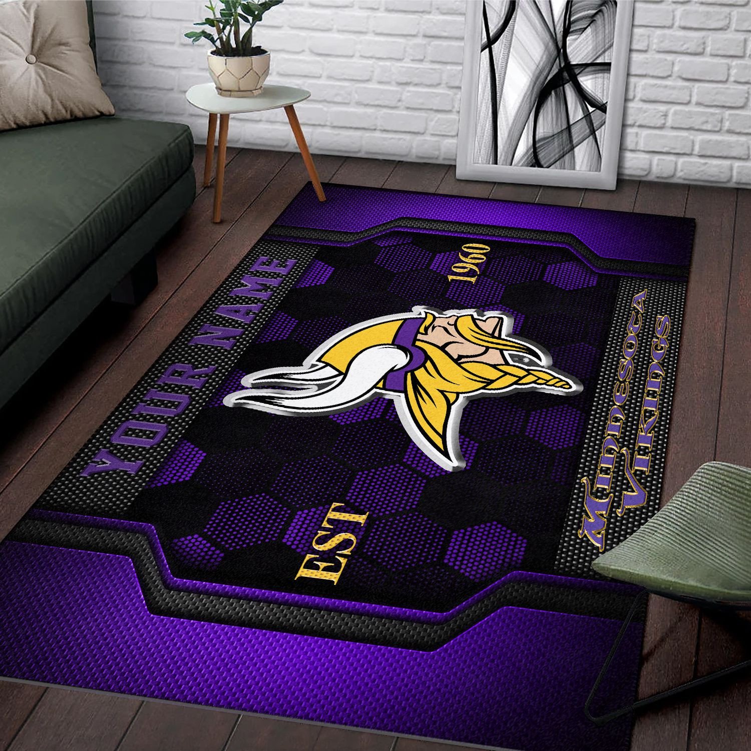 Alternative view of Minnesota Vikings Rectangle Rug Custom Your Family Name  2024 Versions, Football Team Rug, Football Fan Gifts, Home Decorations EHIVM-62268