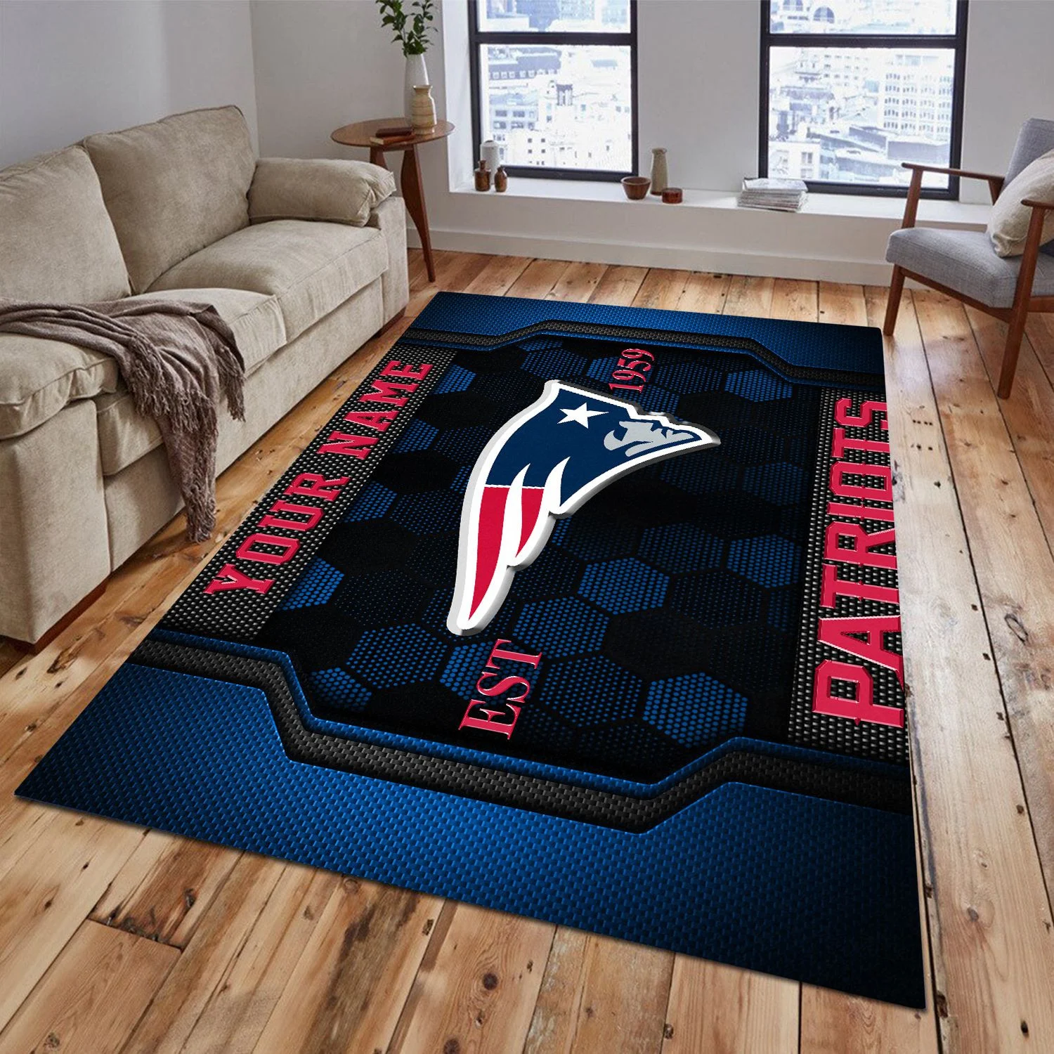 New England Patriots Rectangle Rug Custom Your Family Name  2024 Versions, Football Team Rug, Football Fan Gifts, Home Decorations EHIVM-62268