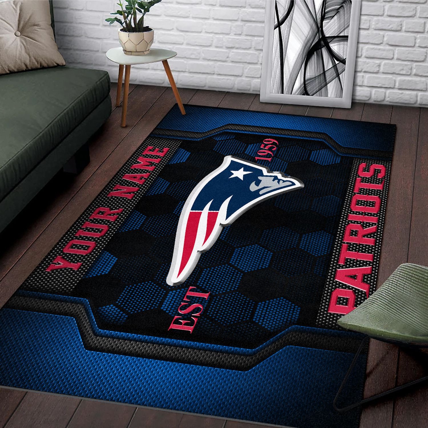Alternative view of New England Patriots Rectangle Rug Custom Your Family Name  2024 Versions, Football Team Rug, Football Fan Gifts, Home Decorations EHIVM-62268