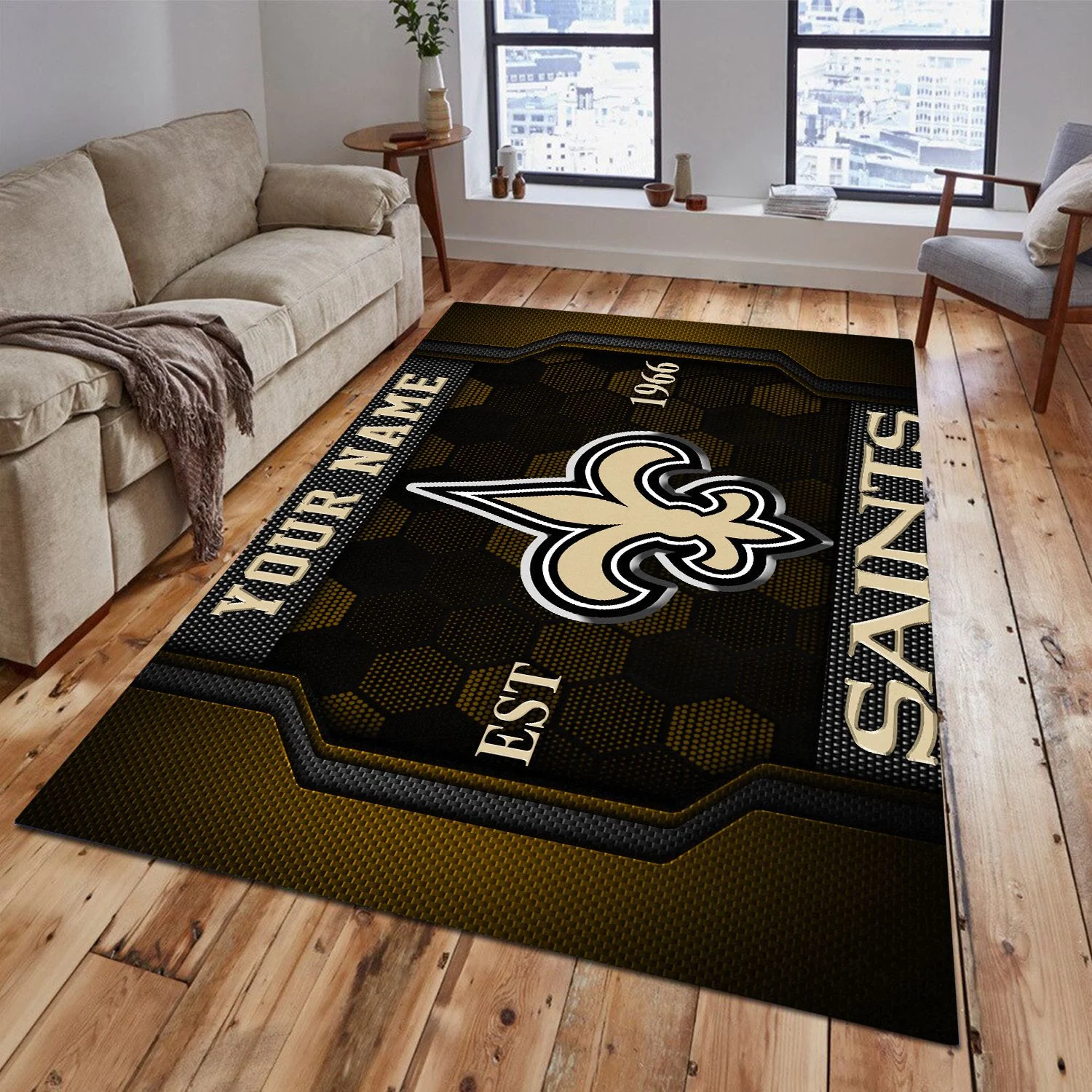 New Orleans Saints Rectangle Rug Custom Your Family Name  2024 Versions, Football Team Rug, Football Fan Gifts, Home Decorations EHIVM-62268