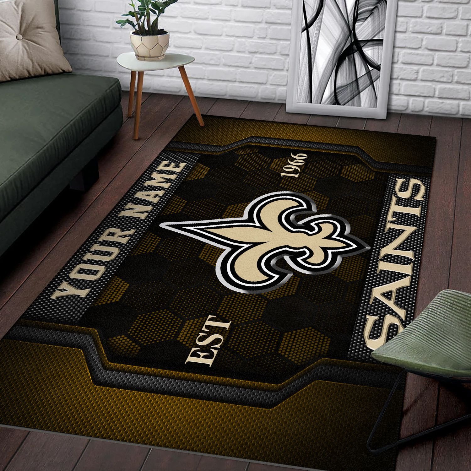 Alternative view of New Orleans Saints Rectangle Rug Custom Your Family Name  2024 Versions, Football Team Rug, Football Fan Gifts, Home Decorations EHIVM-62268
