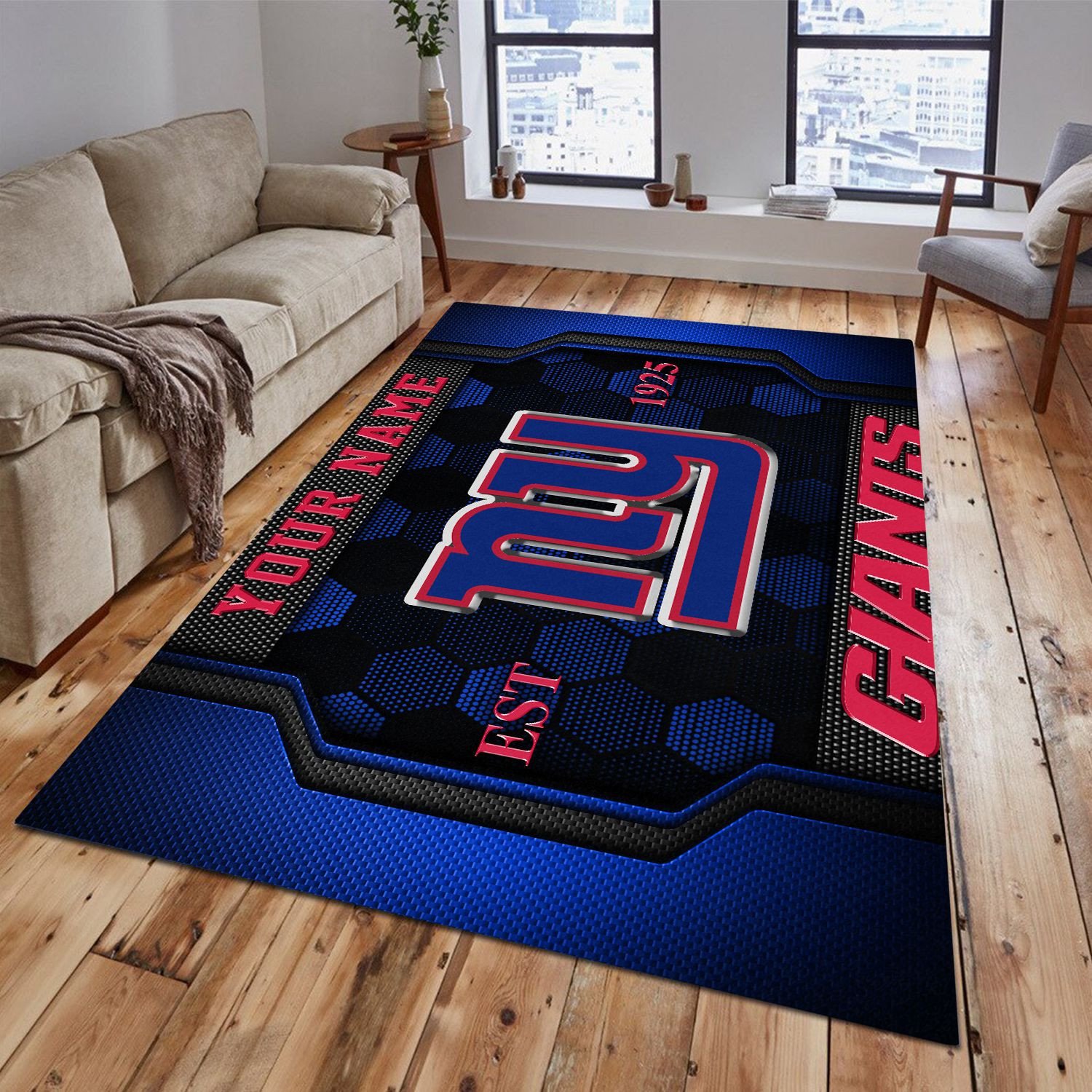 New York Giants Rectangle Rug Custom Your Family Name  2024 Versions, Football Team Rug, Football Fan Gifts, Home Decorations EHIVM-62268