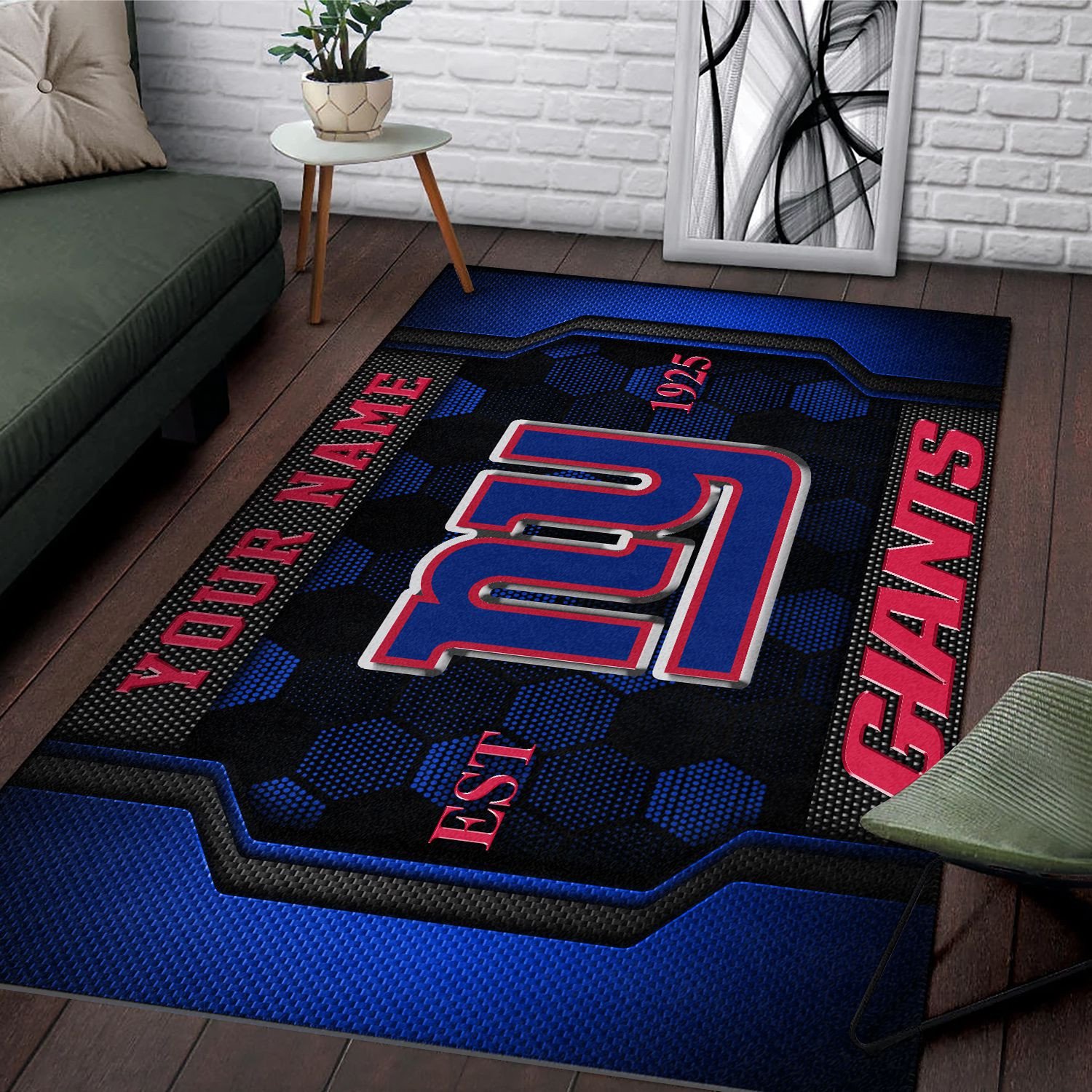 Alternative view of New York Giants Rectangle Rug Custom Your Family Name  2024 Versions, Football Team Rug, Football Fan Gifts, Home Decorations EHIVM-62268