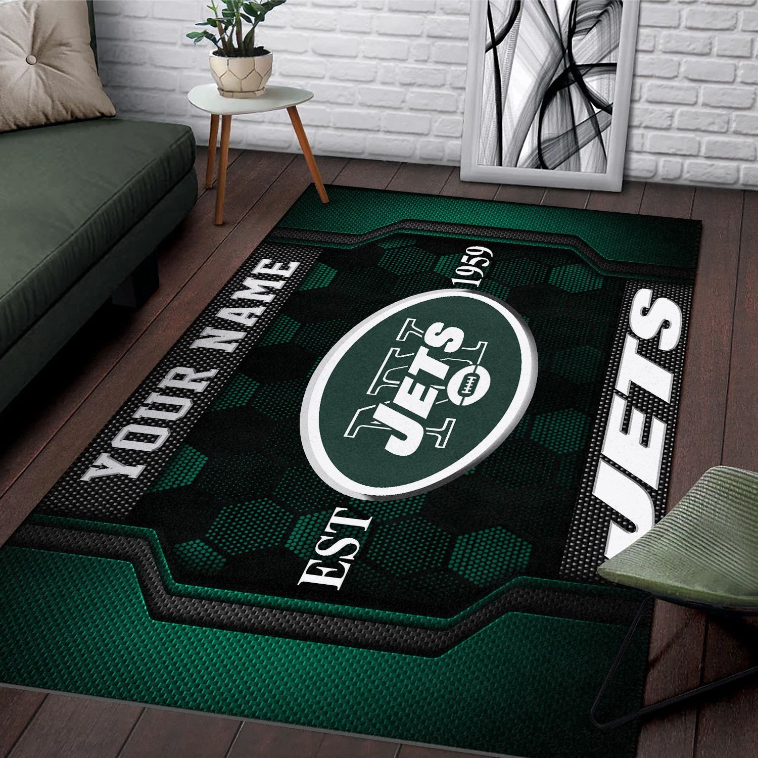 Alternative view of New York Jets Rectangle Rug Custom Your Family Name  2024 Versions, Football Team Rug, Football Fan Gifts, Home Decorations EHIVM-62268