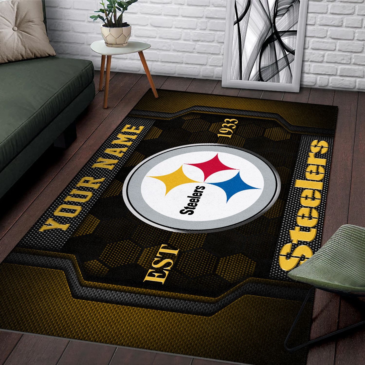 Alternative view of Pittsburgh Steelers Rectangle Rug Custom Your Family Name  2024 Versions, Football Team Rug, Football Fan Gifts, Home Decorations EHIVM-62268