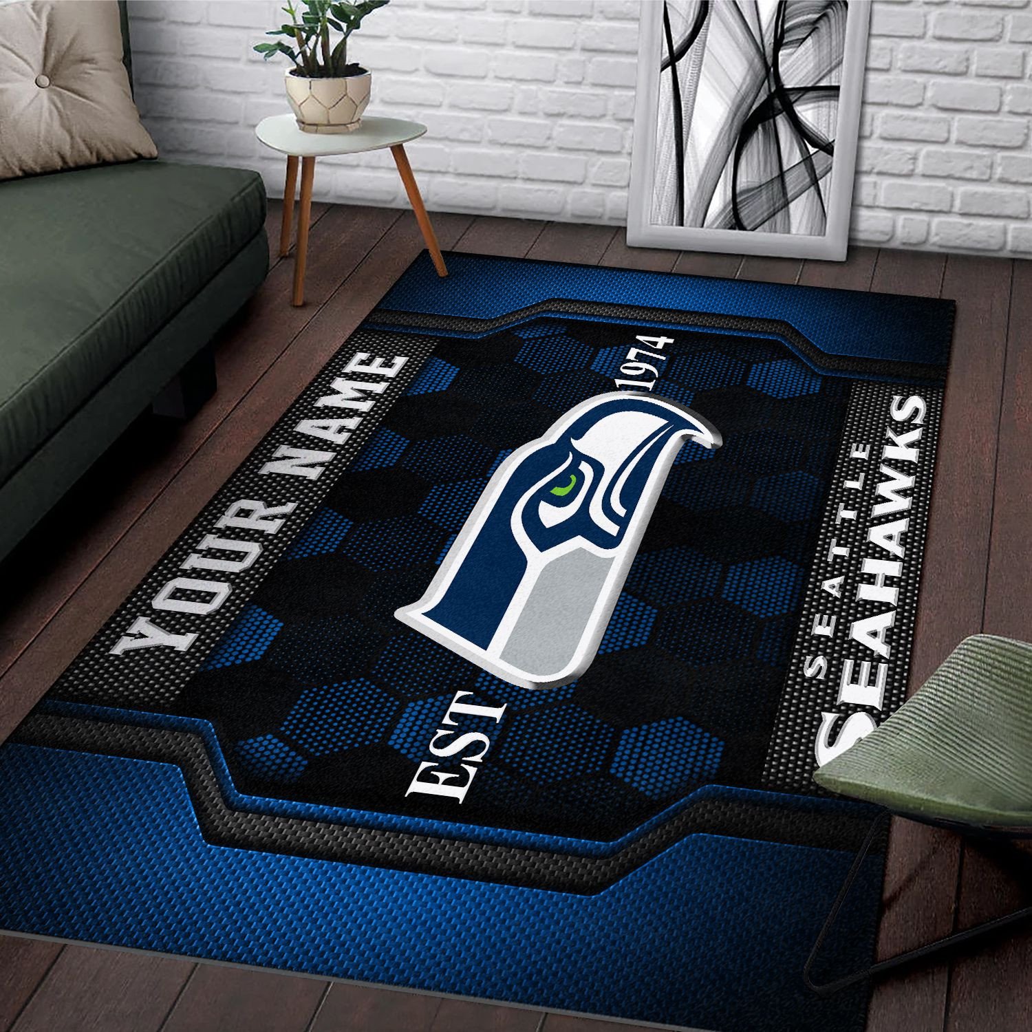 Alternative view of Seattle Seahawks Rectangle Rug Custom Your Family Name  2024 Versions, Football Team Rug, Football Fan Gifts, Home Decorations EHIVM-62268