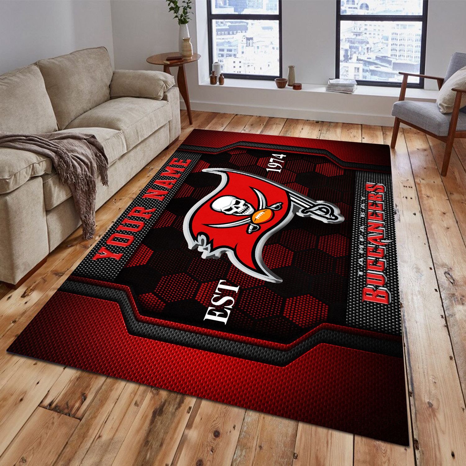 Tampa Bay Buccaneers Rectangle Rug Custom Your Family Name  2024 Versions, Football Team Rug, Football Fan Gifts, Home Decorations EHIVM-62268