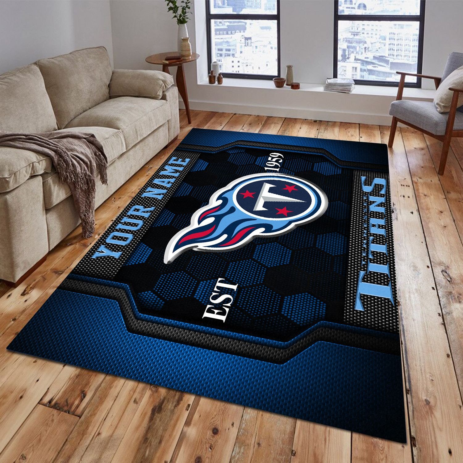 Tennessee Titans Rectangle Rug Custom Your Family Name  2024 Versions, Football Team Rug, Football Fan Gifts, Home Decorations EHIVM-62268