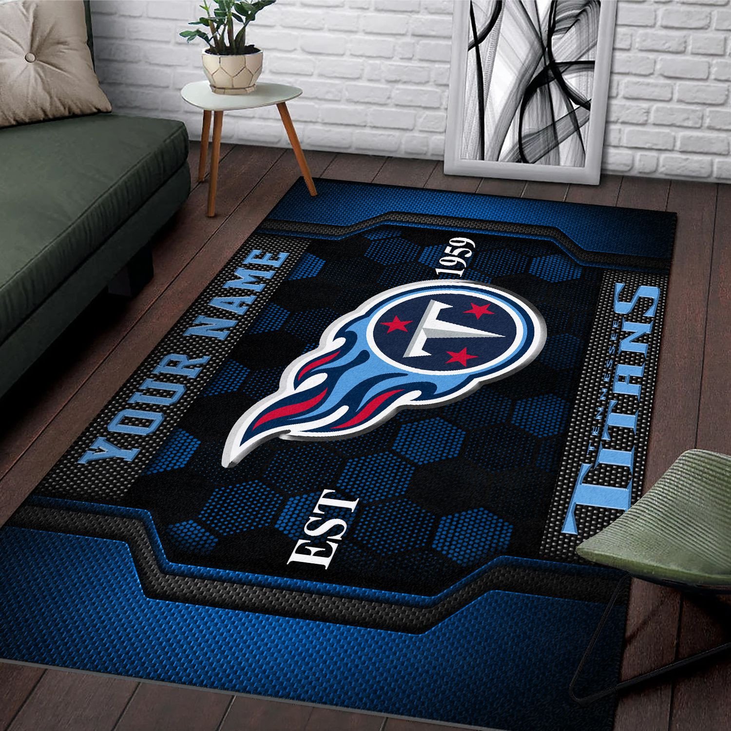 Alternative view of Tennessee Titans Rectangle Rug Custom Your Family Name  2024 Versions, Football Team Rug, Football Fan Gifts, Home Decorations EHIVM-62268