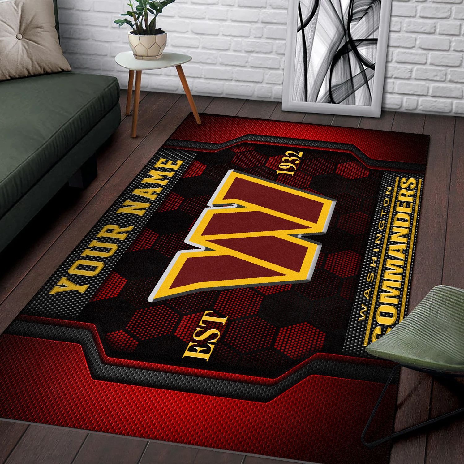 Alternative view of Washington Football Rectangle Rug Custom Your Family Name  2024 Versions, Football Team Rug, Football Fan Gifts, Home Decorations EHIVM-62268
