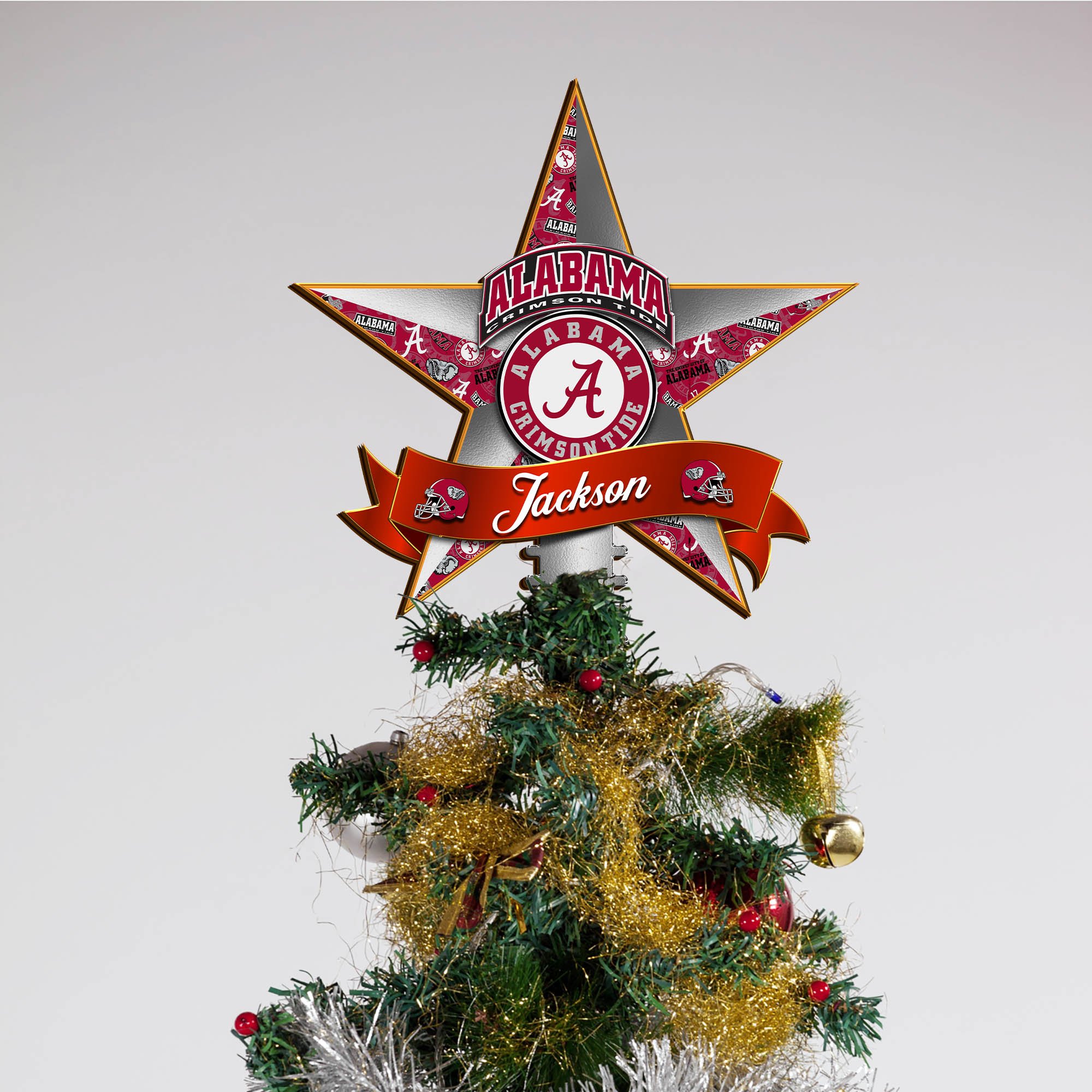 Alternative view of Alabama Crimson Tide Tree Topper 2024 Version Personalized Your Name, Christmas Tree Decor, Christmas Gifts ETHY-62855