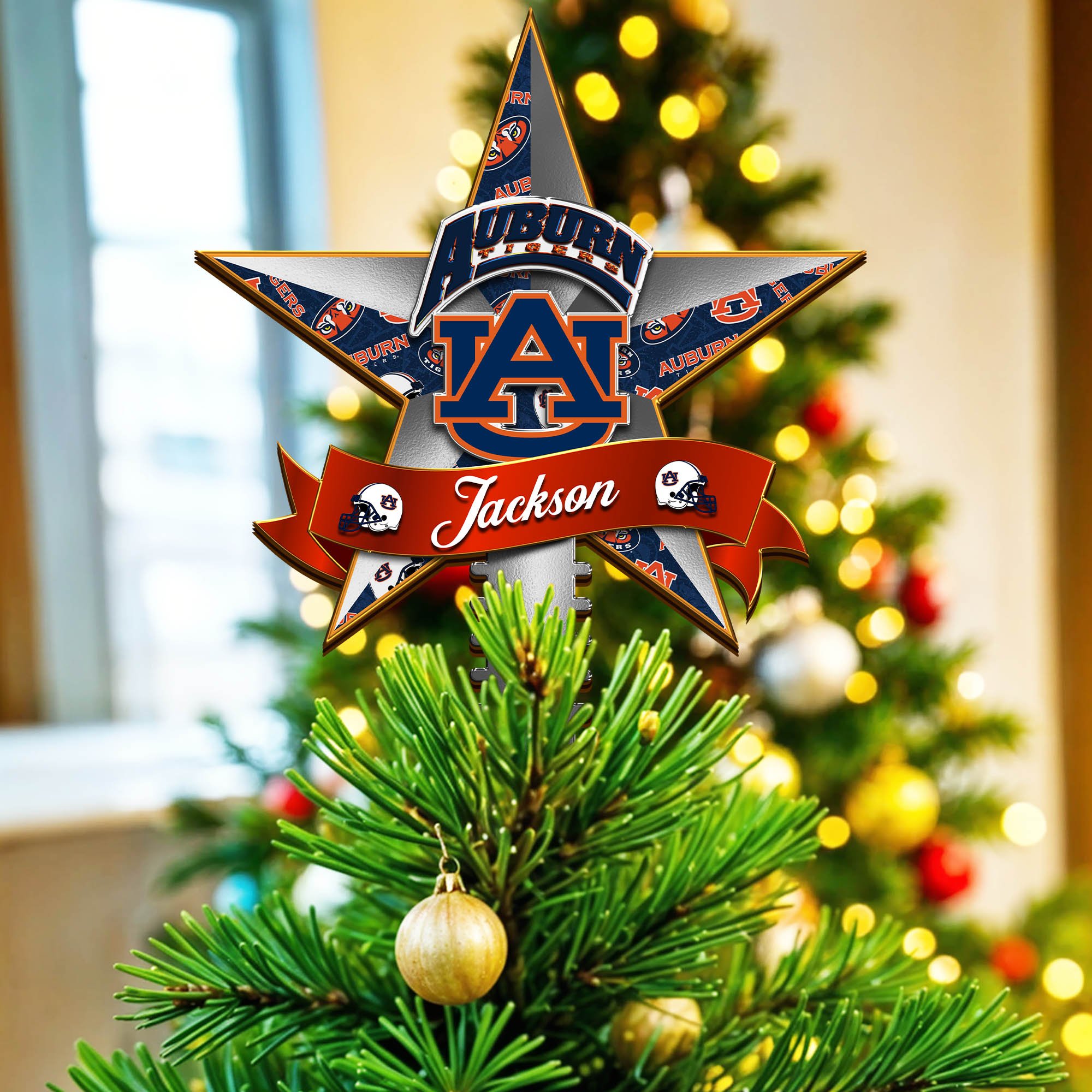 Auburn Tigers Tree Topper 2024 Version Personalized Your Name, Christmas Tree Decor, Christmas Gifts ETHY-62855