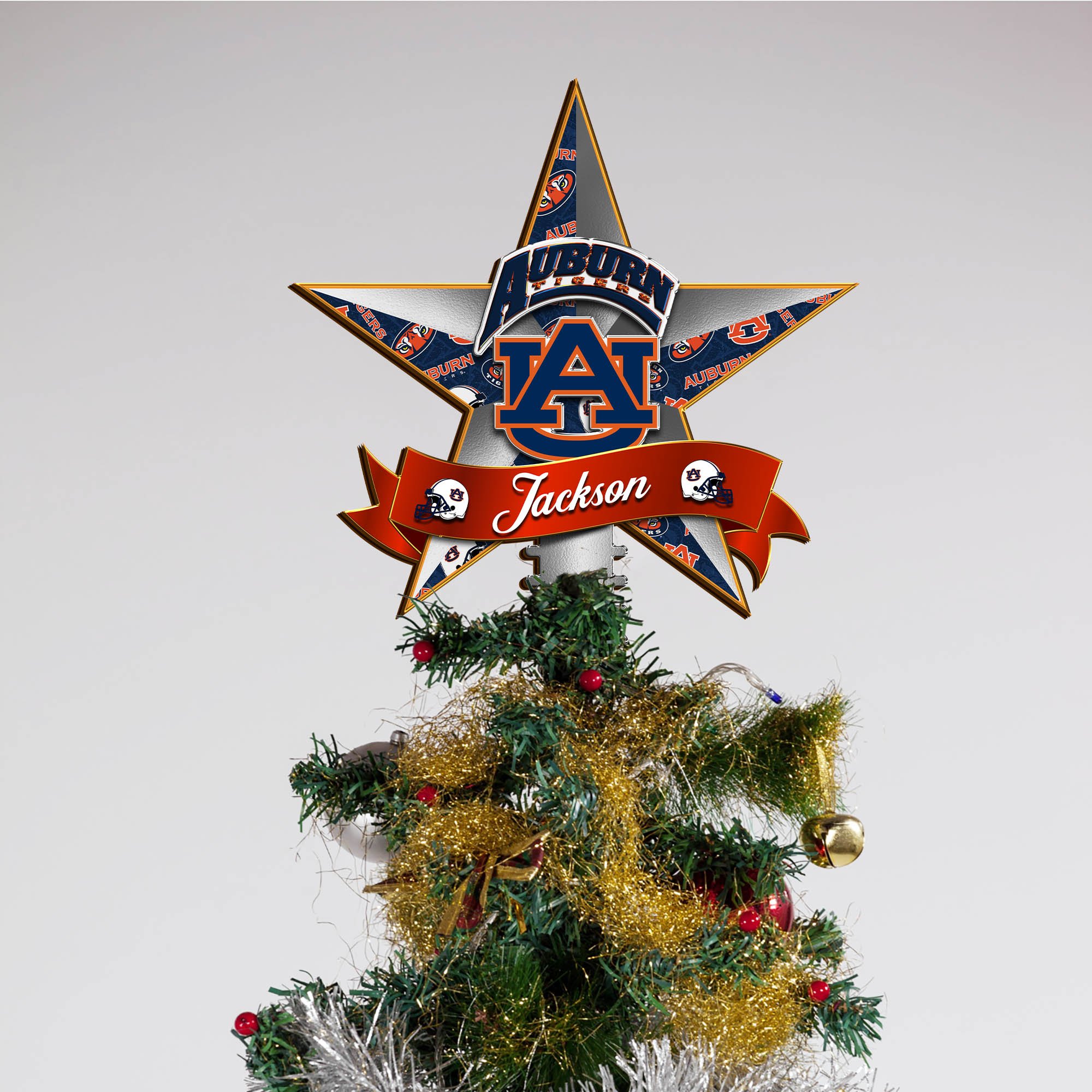 Alternative view of Auburn Tigers Tree Topper 2024 Version Personalized Your Name, Christmas Tree Decor, Christmas Gifts ETHY-62855
