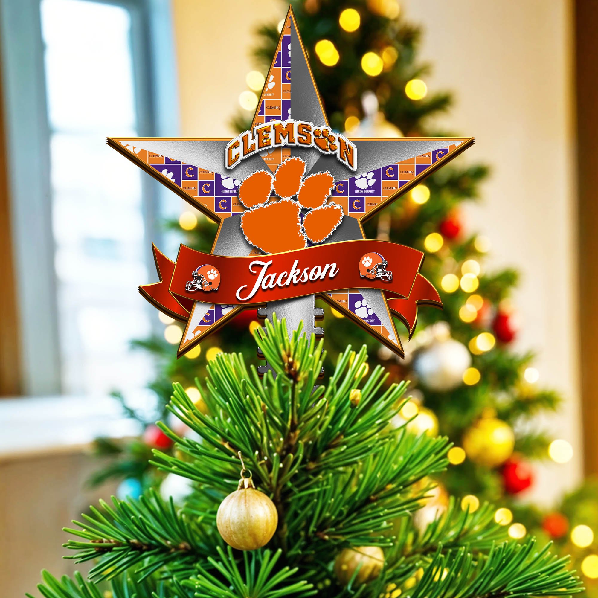 Clemson Tigers Tree Topper 2024 Version Personalized Your Name, Christmas Tree Decor, Christmas Gifts ETHY-62855