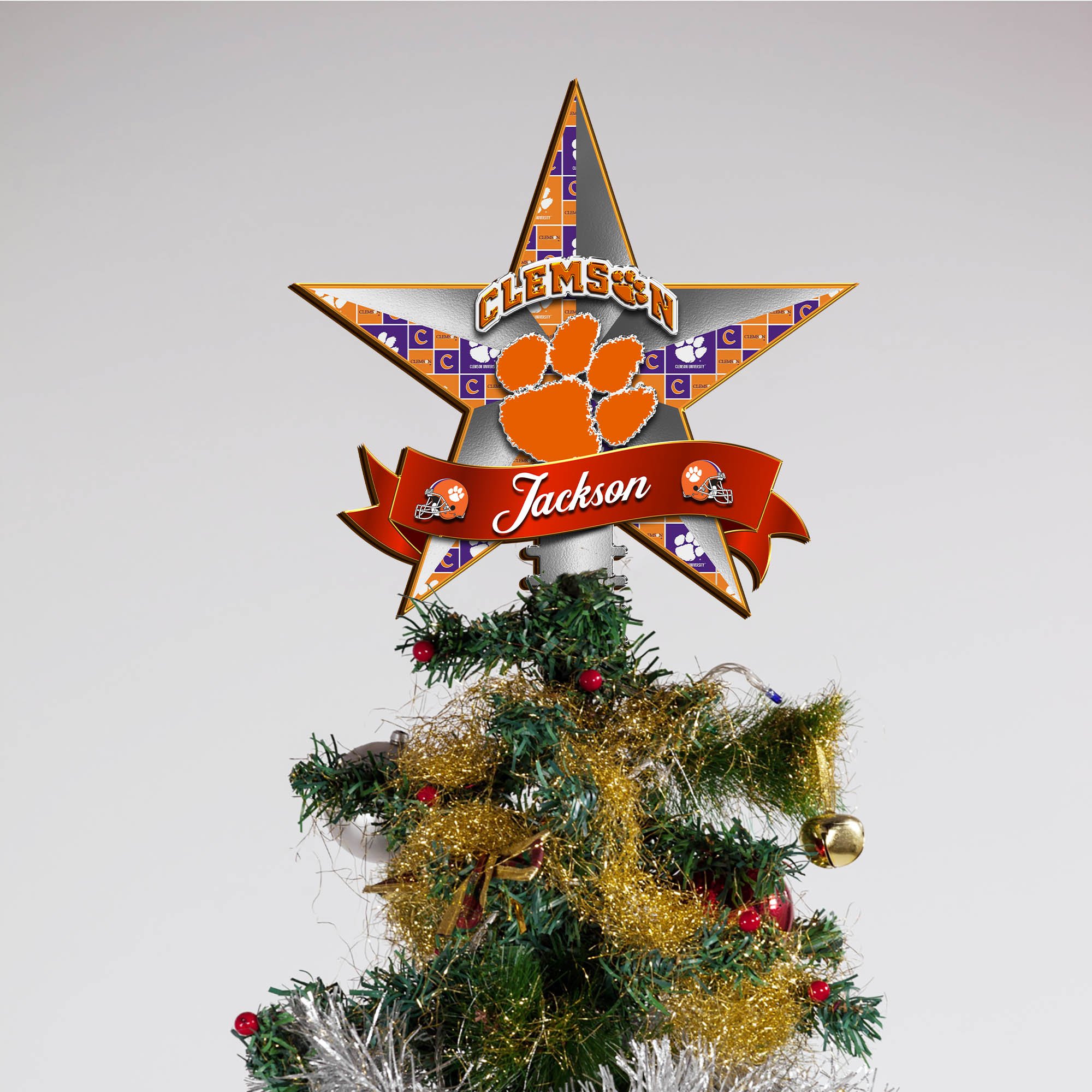 Alternative view of Clemson Tigers Tree Topper 2024 Version Personalized Your Name, Christmas Tree Decor, Christmas Gifts ETHY-62855