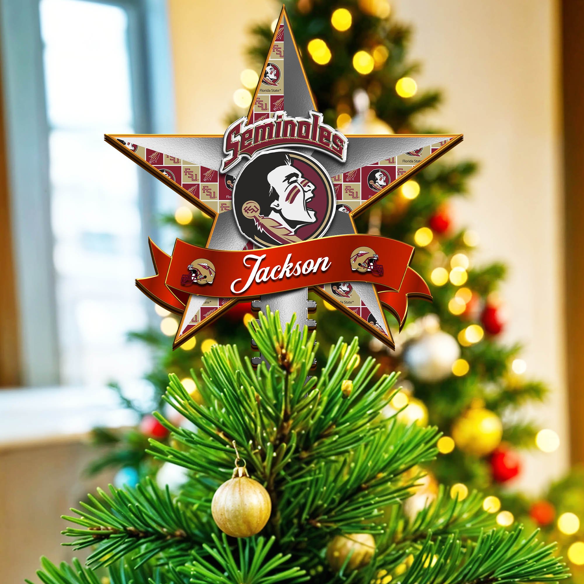 Florida State Seminoles Tree Topper 2024 Version Personalized Your Name, Christmas Tree Decor, Christmas Gifts ETHY-62855