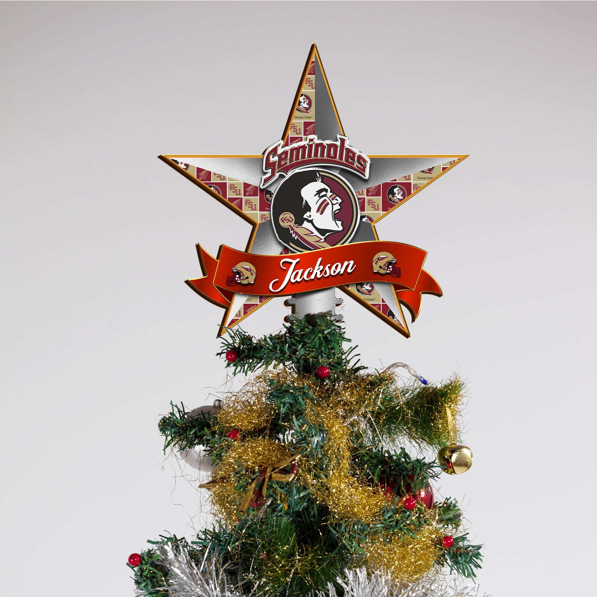 Alternative view of Florida State Seminoles Tree Topper 2024 Version Personalized Your Name, Christmas Tree Decor, Christmas Gifts ETHY-62855