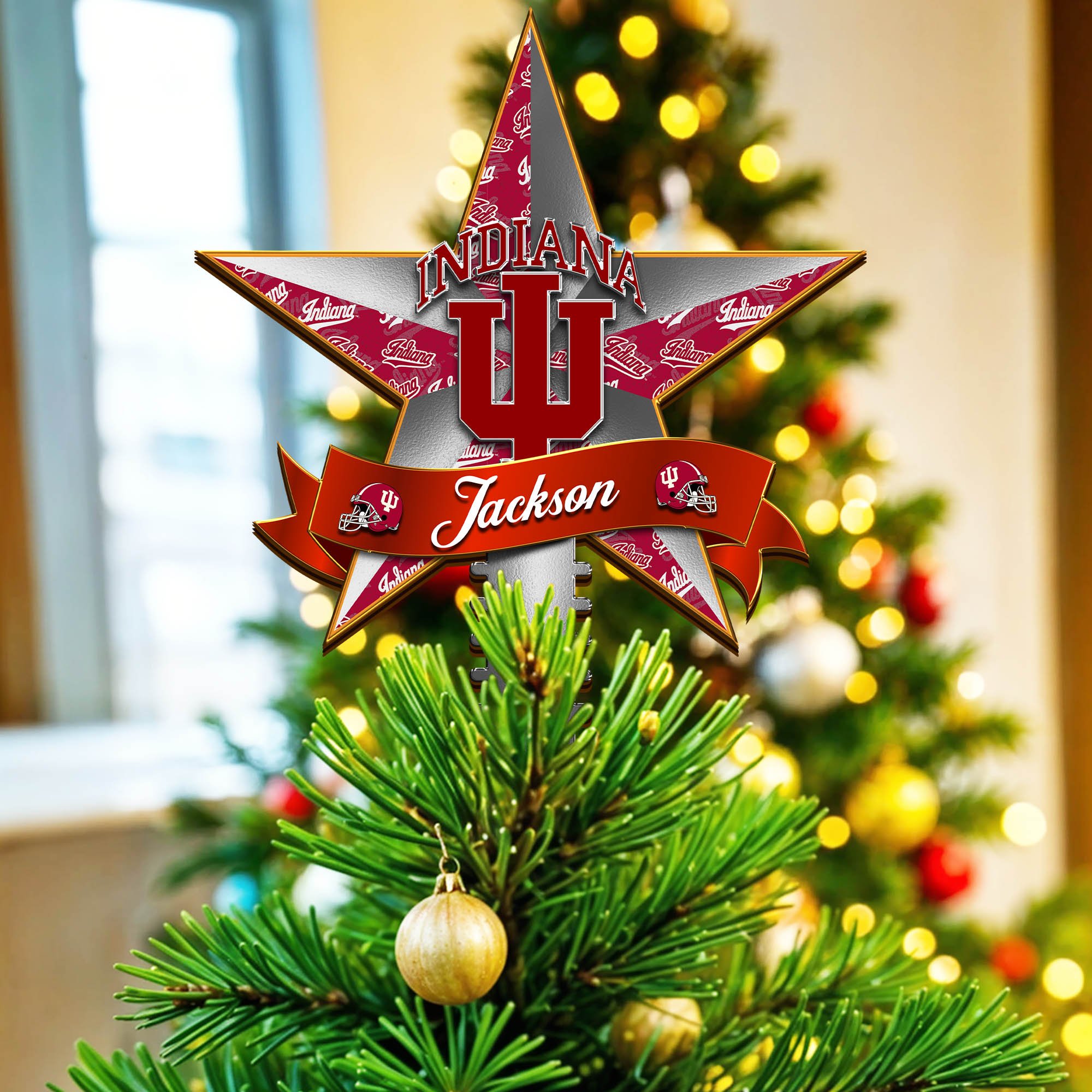 Indiana Hoosiers Tree Topper 2024 Version Personalized Your Name, Christmas Tree Decor, Christmas Gifts ETHY-62855