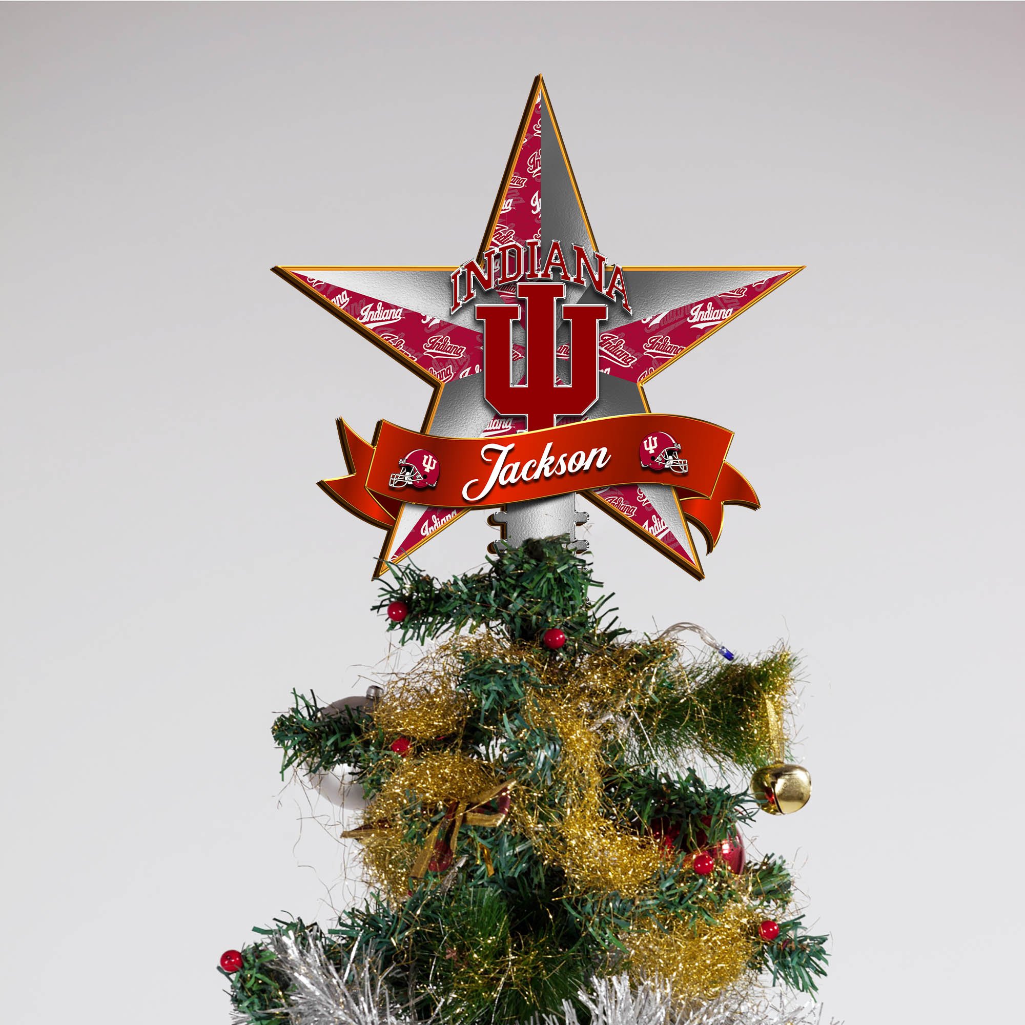 Alternative view of Indiana Hoosiers Tree Topper 2024 Version Personalized Your Name, Christmas Tree Decor, Christmas Gifts ETHY-62855