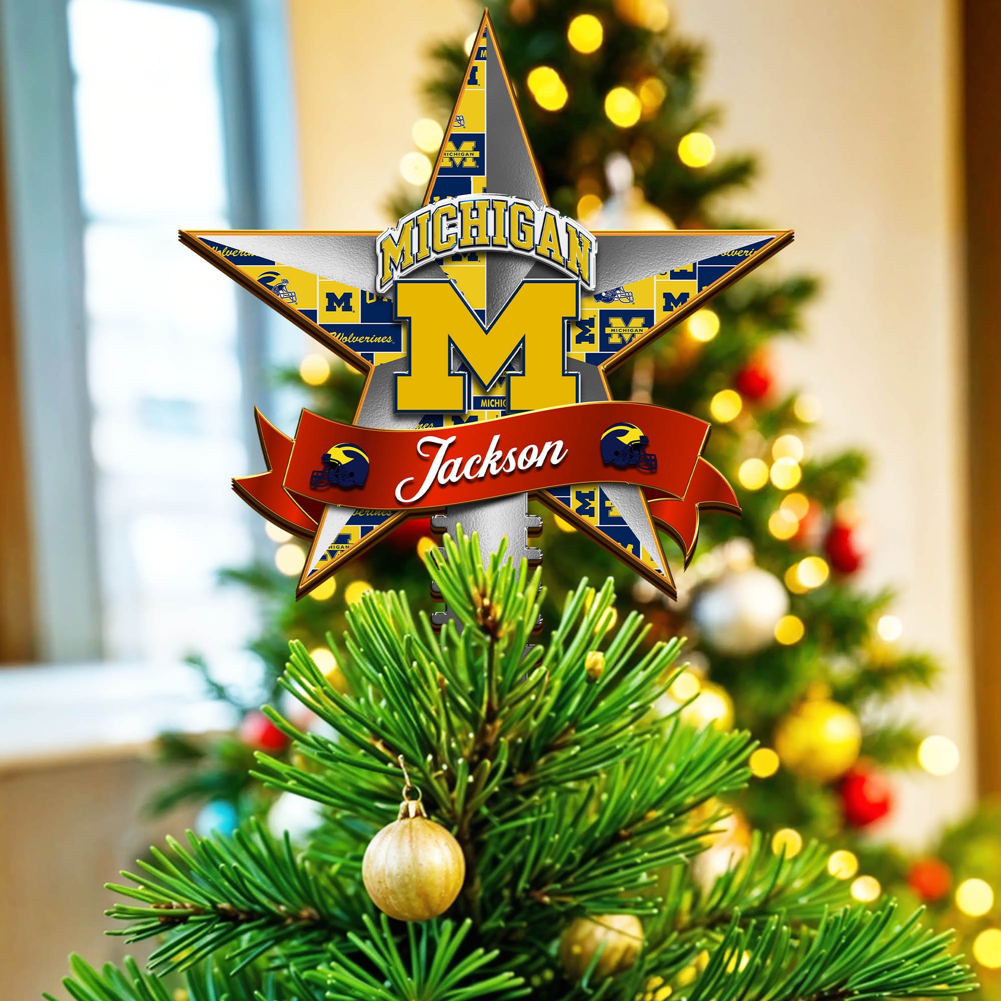 Michigan Wolverines Tree Topper 2024 Version Personalized Your Name, Christmas Tree Decor, Christmas Gifts ETHY-62855