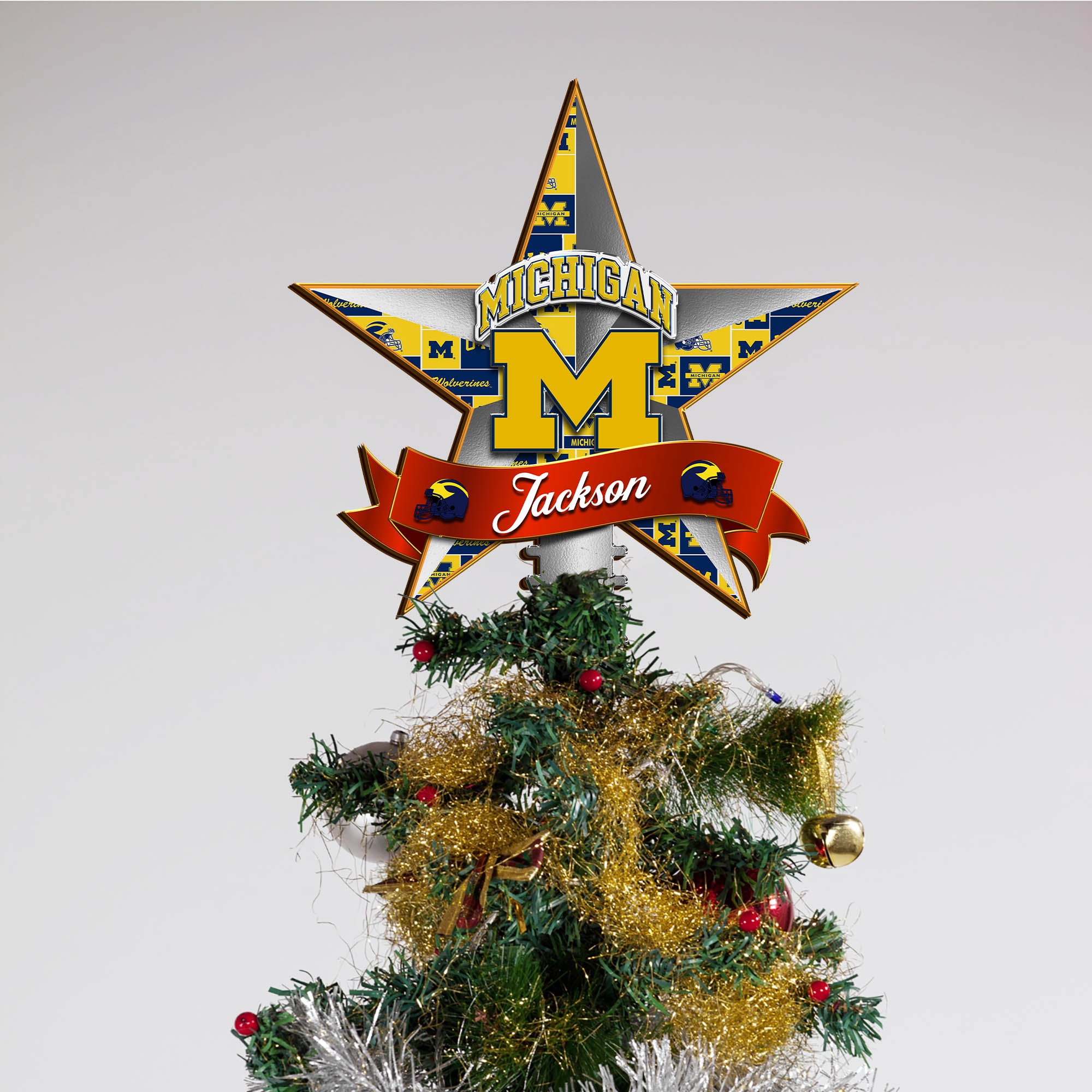 Alternative view of Michigan Wolverines Tree Topper 2024 Version Personalized Your Name, Christmas Tree Decor, Christmas Gifts ETHY-62855