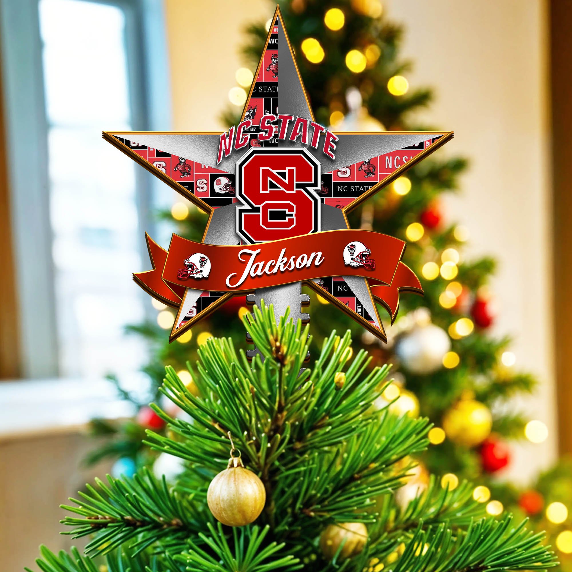 NC State Wolfpack Tree Topper 2024 Version Personalized Your Name, Christmas Tree Decor, Christmas Gifts ETHY-62855