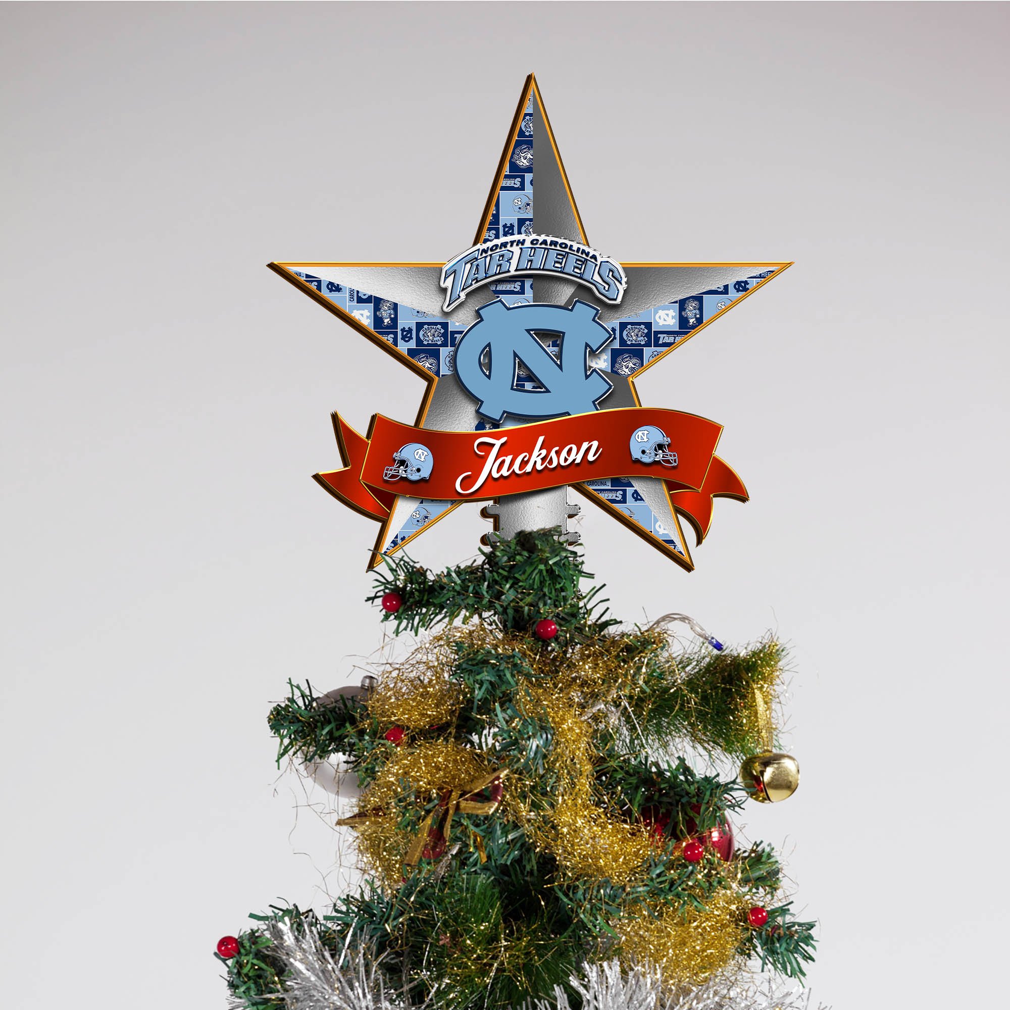 Alternative view of North Carolina Tar Heels Tree Topper 2024 Version Personalized Your Name, Christmas Tree Decor, Christmas Gifts ETHY-62855