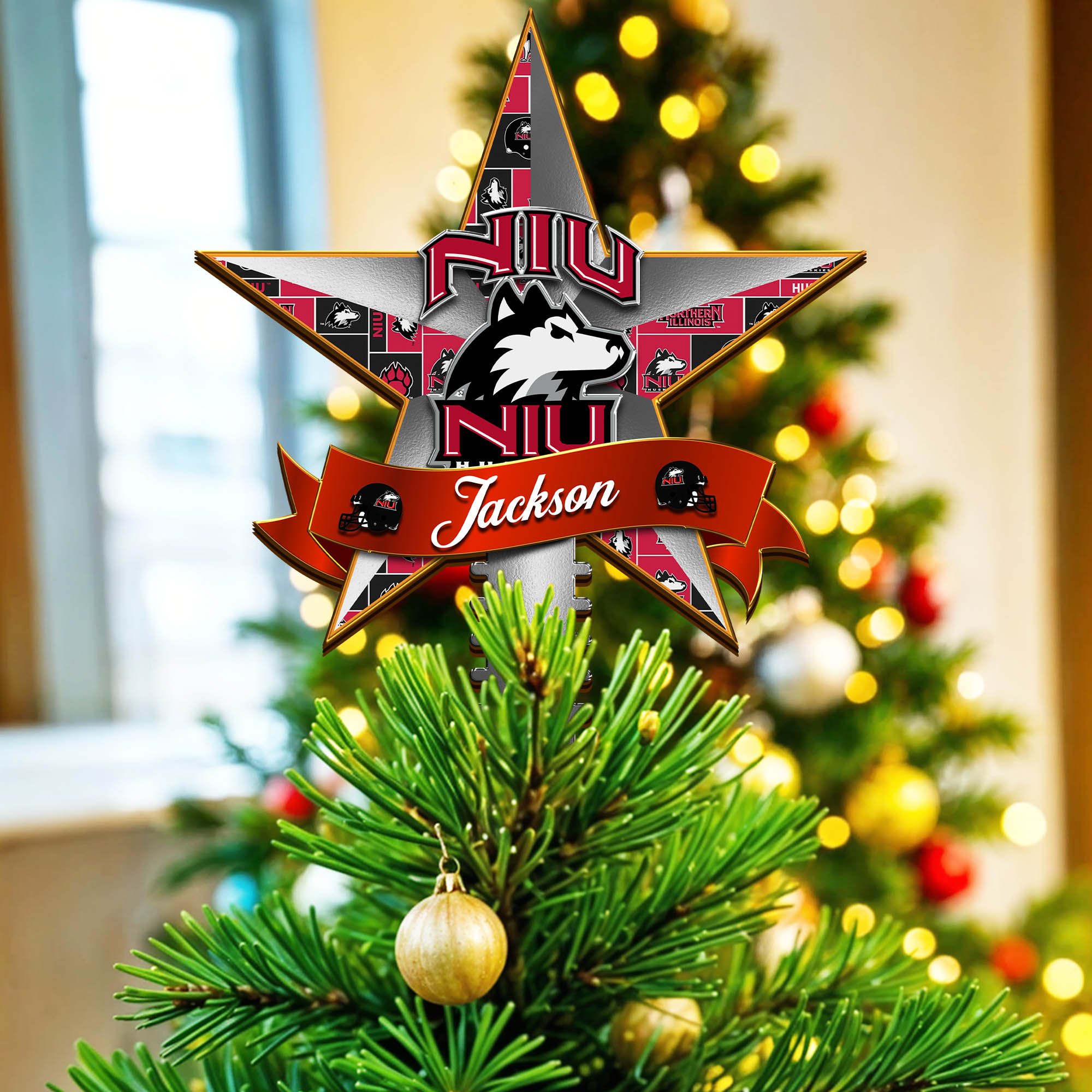 Northern Illinois Huskies Tree Topper 2024 Version Personalized Your Name, Christmas Tree Decor, Christmas Gifts ETHY-62855