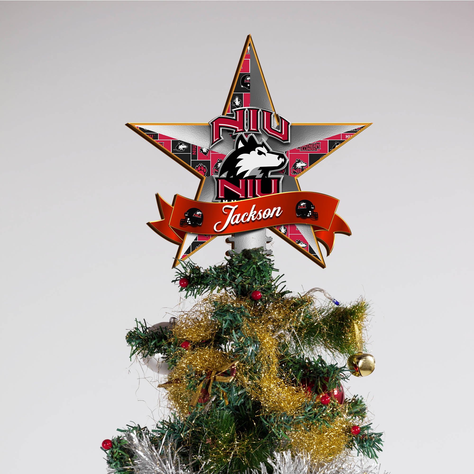 Alternative view of Northern Illinois Huskies Tree Topper 2024 Version Personalized Your Name, Christmas Tree Decor, Christmas Gifts ETHY-62855