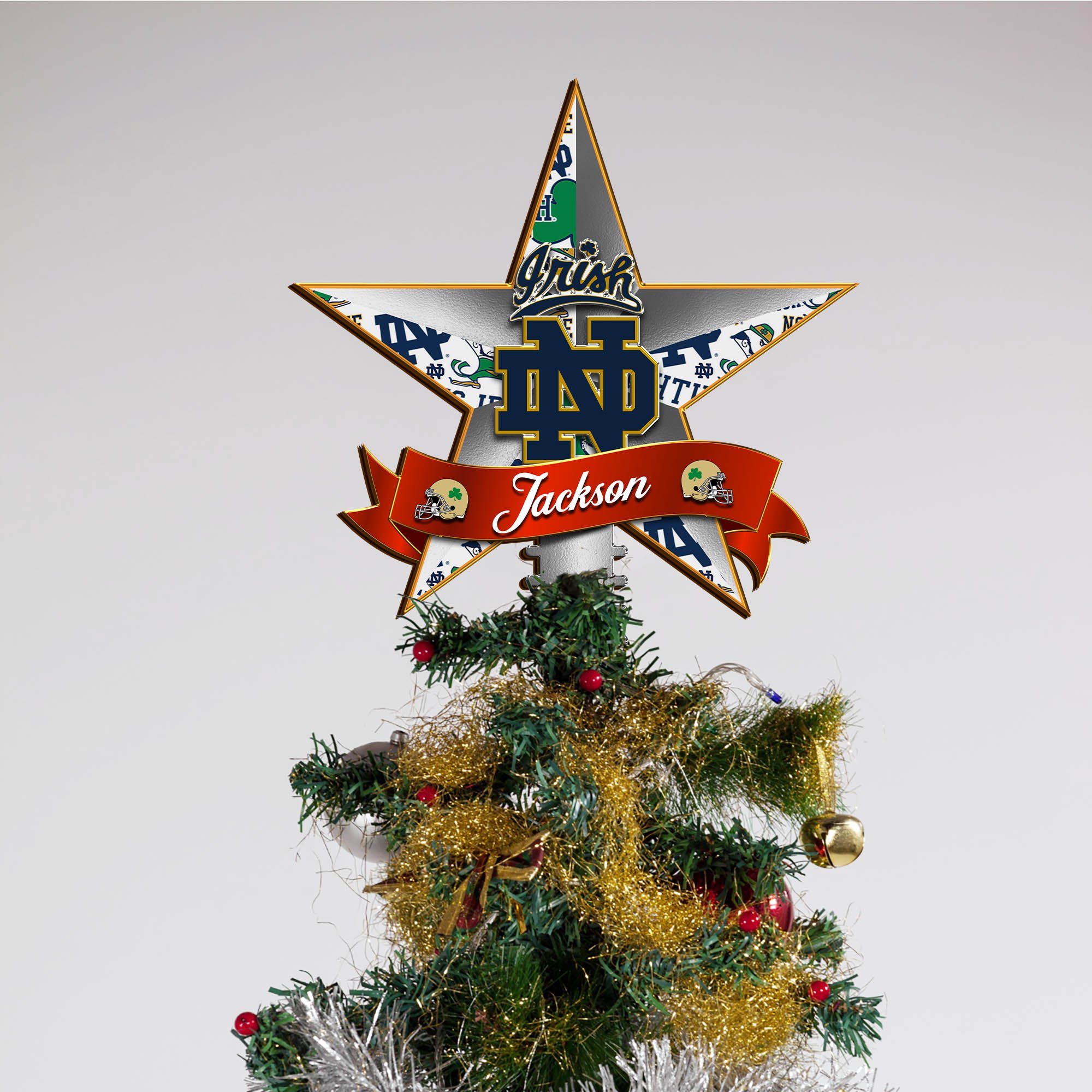 Alternative view of Notre Dame Fighting Irish Tree Topper 2024 Version Personalized Your Name, Christmas Tree Decor, Christmas Gifts ETHY-62855