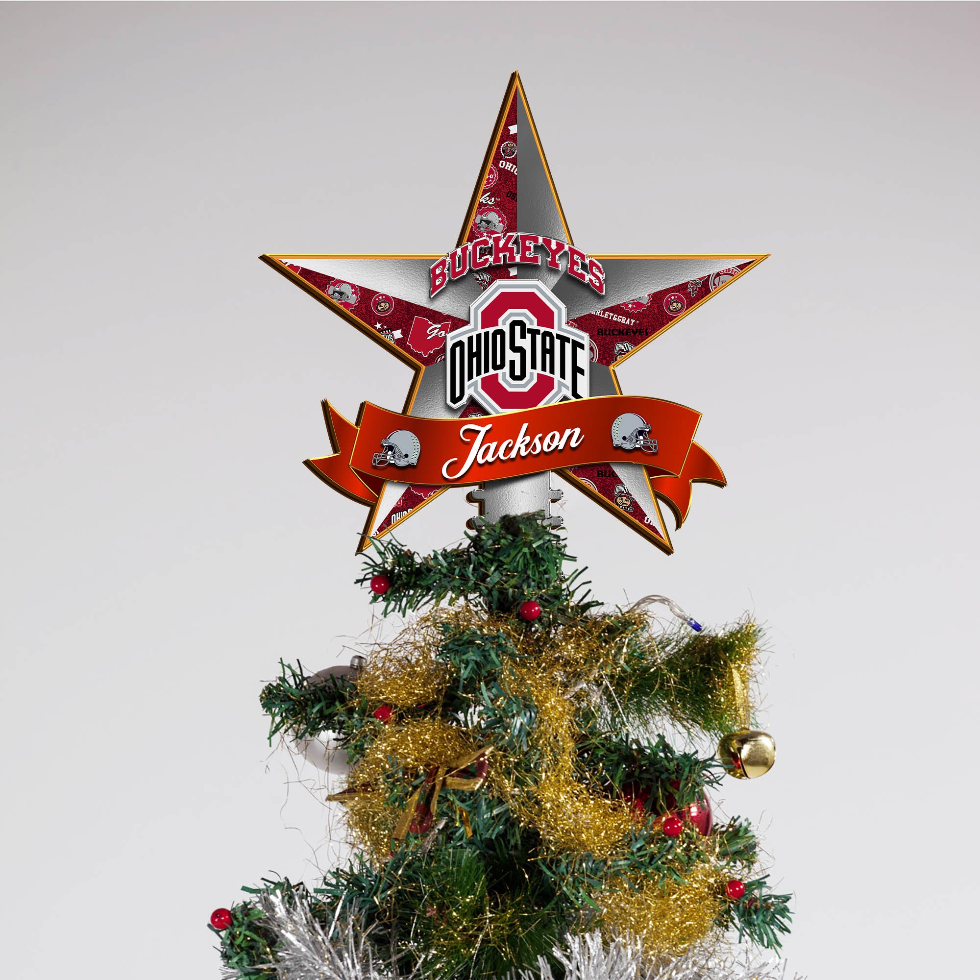 Alternative view of Ohio State Buckeyes Tree Topper 2024 Version Personalized Your Name, Christmas Tree Decor, Christmas Gifts ETHY-62855