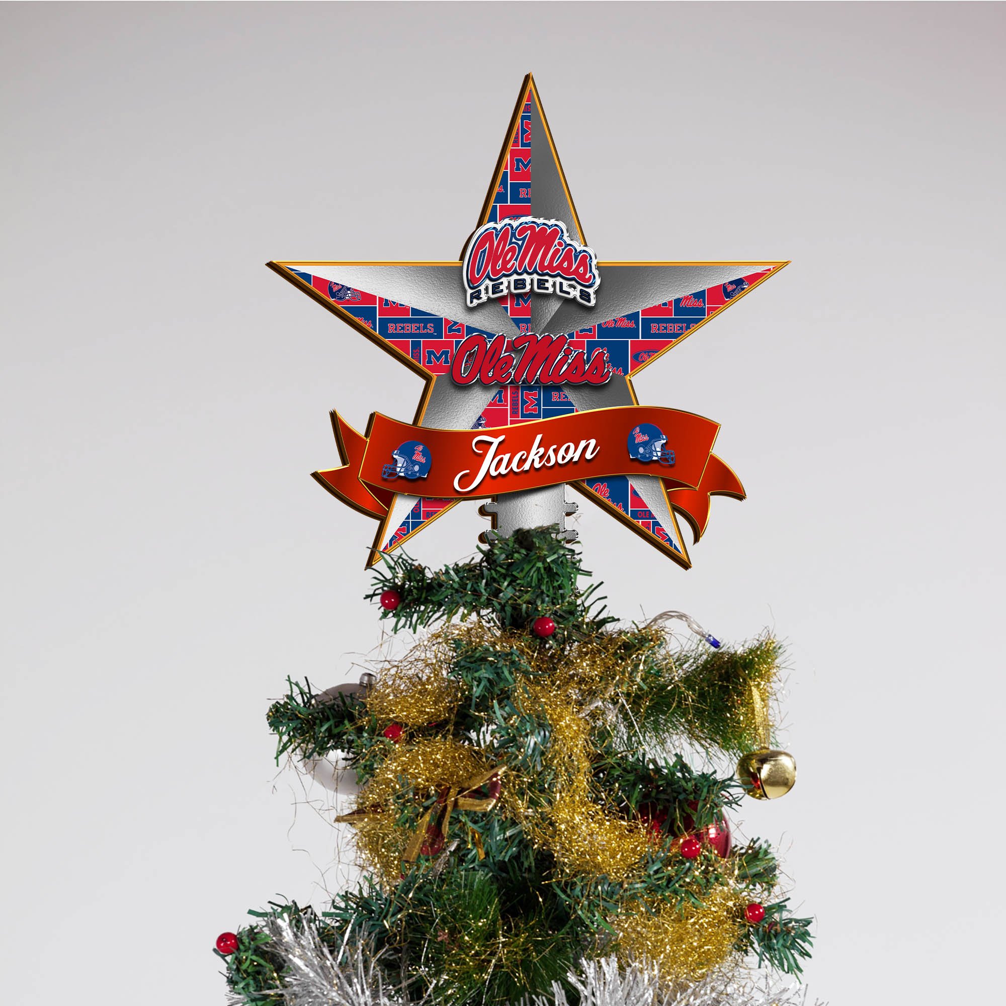 Alternative view of Ole Miss Rebels Tree Topper 2024 Version Personalized Your Name, Christmas Tree Decor, Christmas Gifts ETHY-62855