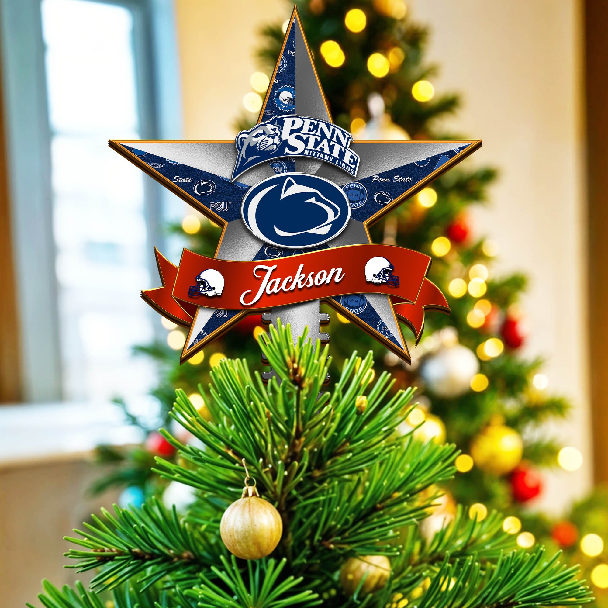 Penn State Nittany Lions Tree Topper 2024 Version Personalized Your Name, Christmas Tree Decor, Christmas Gifts ETHY-62855