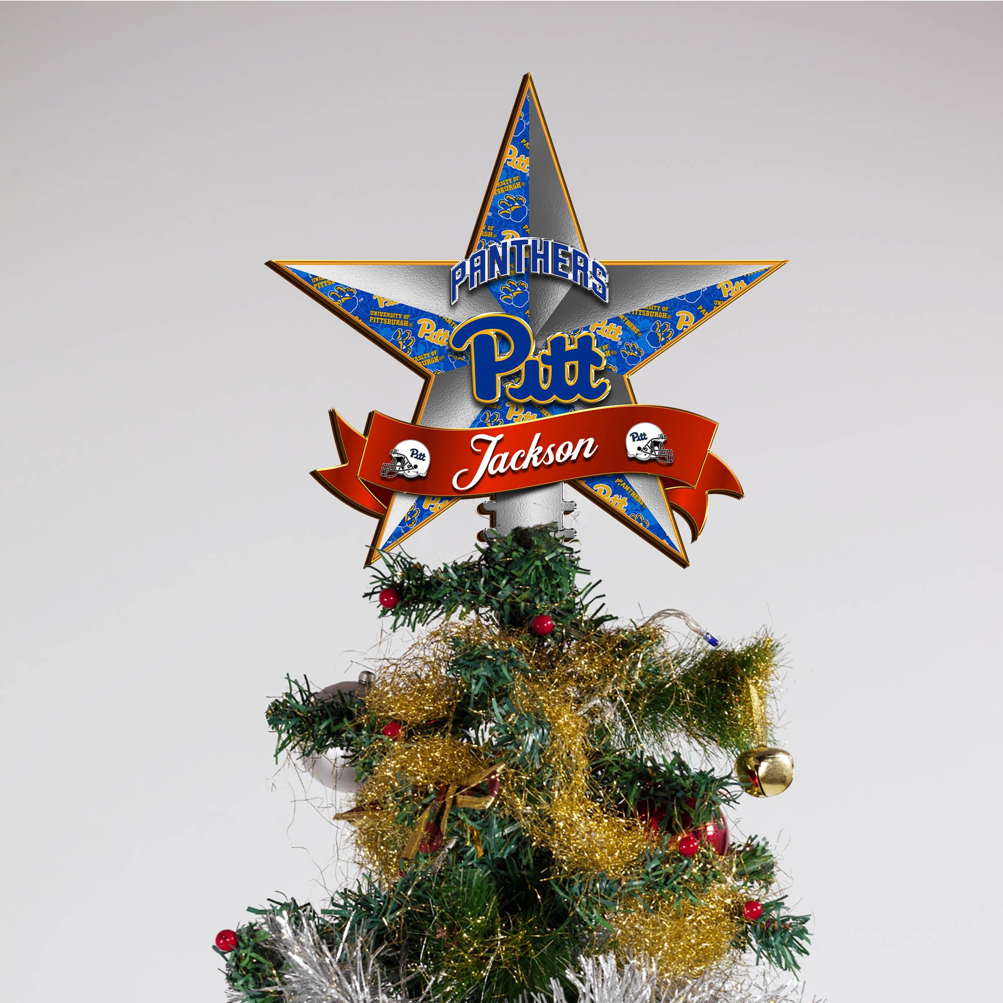Alternative view of Pittsburgh Panthers Tree Topper 2024 Version Personalized Your Name, Christmas Tree Decor, Christmas Gifts ETHY-62855