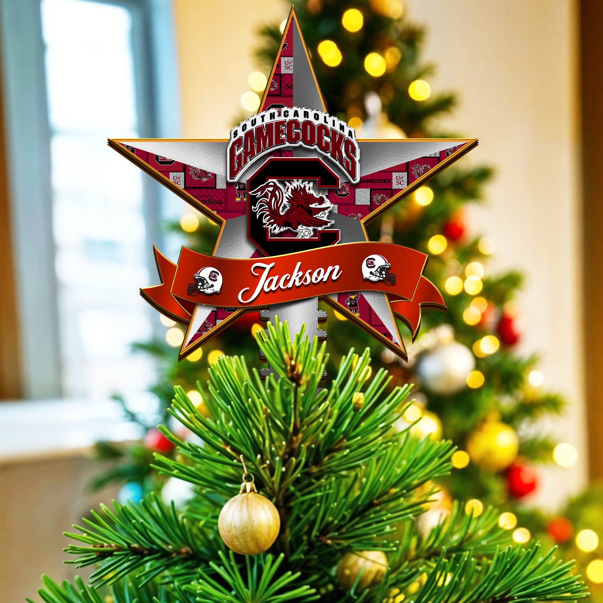 South Carolina Gamecocks Tree Topper 2024 Version Personalized Your Name, Christmas Tree Decor, Christmas Gifts ETHY-62855