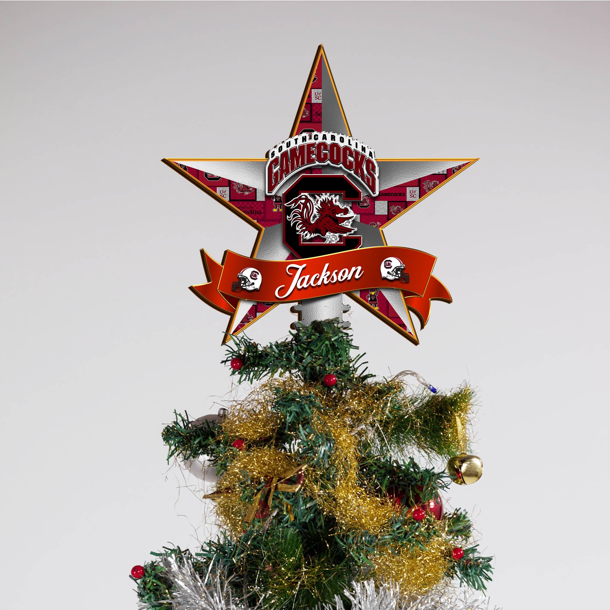 Alternative view of South Carolina Gamecocks Tree Topper 2024 Version Personalized Your Name, Christmas Tree Decor, Christmas Gifts ETHY-62855