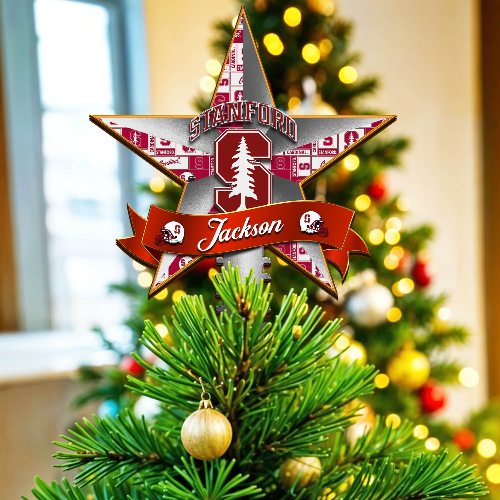 Stanford Cardinal Tree Topper 2024 Version Personalized Your Name, Christmas Tree Decor, Christmas Gifts ETHY-62855