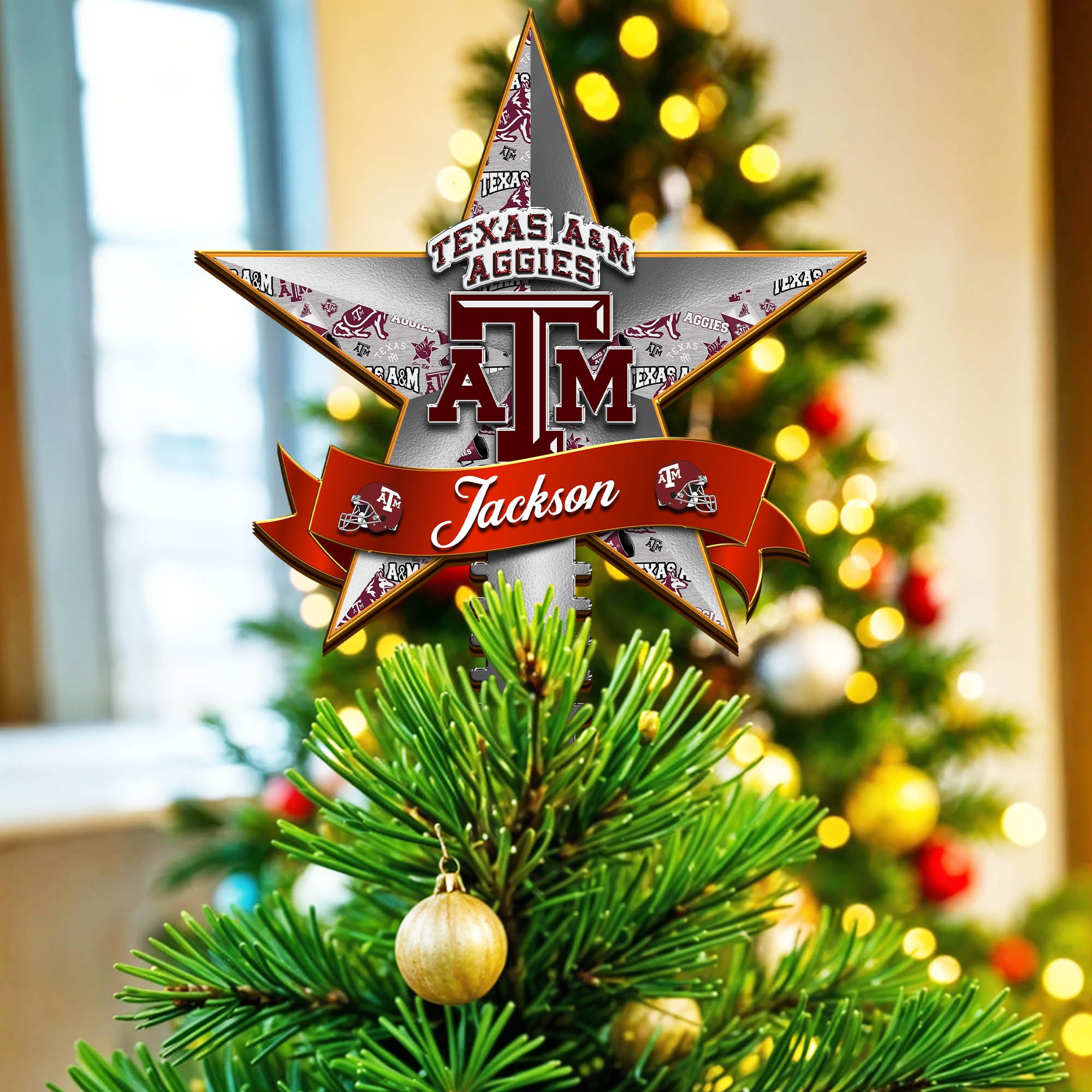 Texas A&M Aggies Tree Topper 2024 Version Personalized Your Name, Christmas Tree Decor, Christmas Gifts ETHY-62855