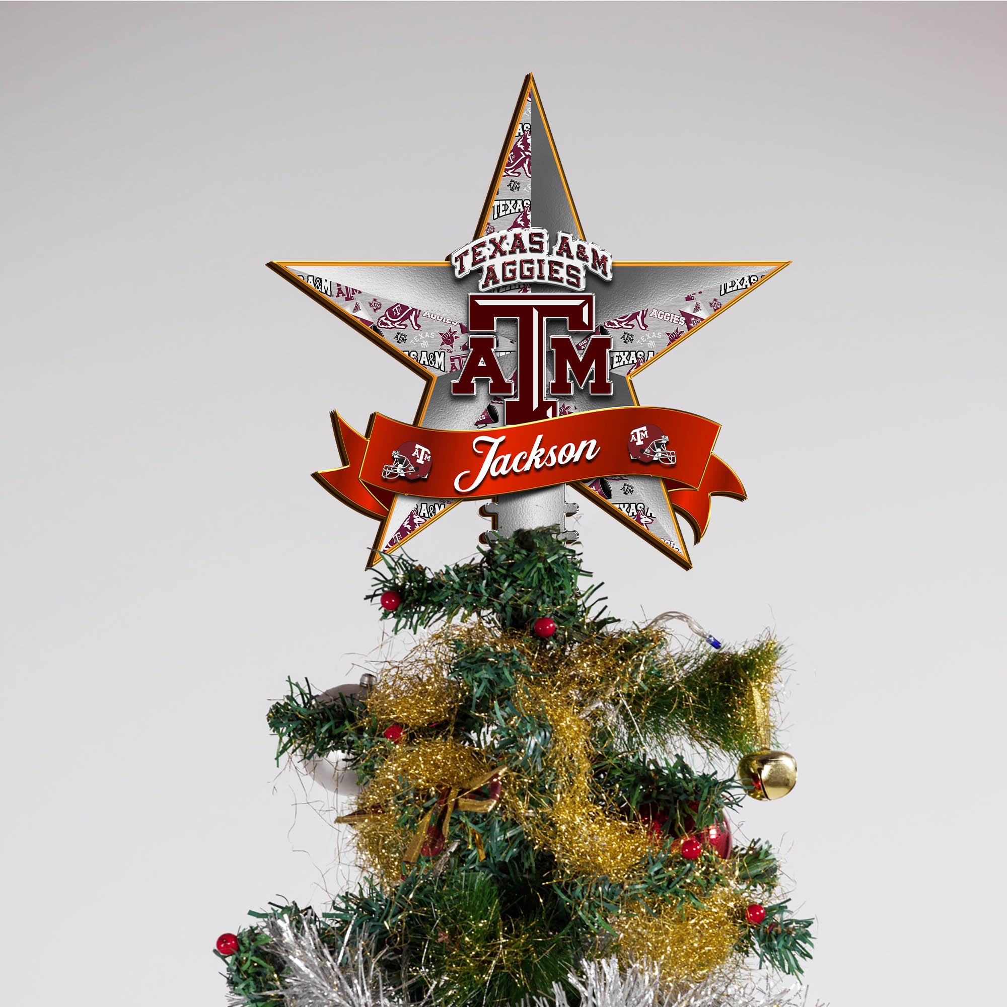 Alternative view of Texas A&M Aggies Tree Topper 2024 Version Personalized Your Name, Christmas Tree Decor, Christmas Gifts ETHY-62855